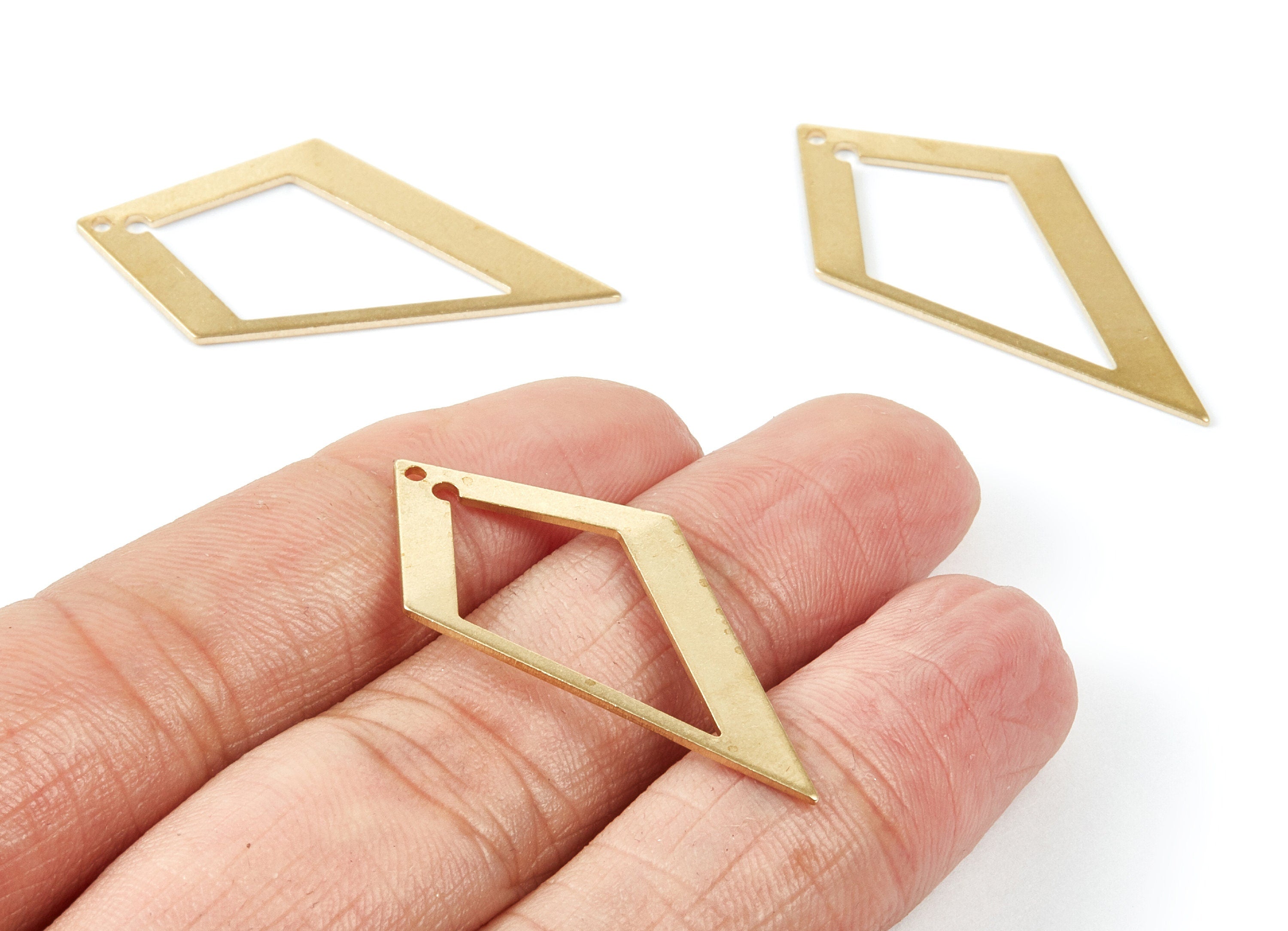 Brass Rhombic Charms - Diamond shaped Raw Brass Pendant - Earring Finddings - Jewelry Supplies - 39,58x18,04x0,9mm - PP2050 - DOMEDBAZAAR