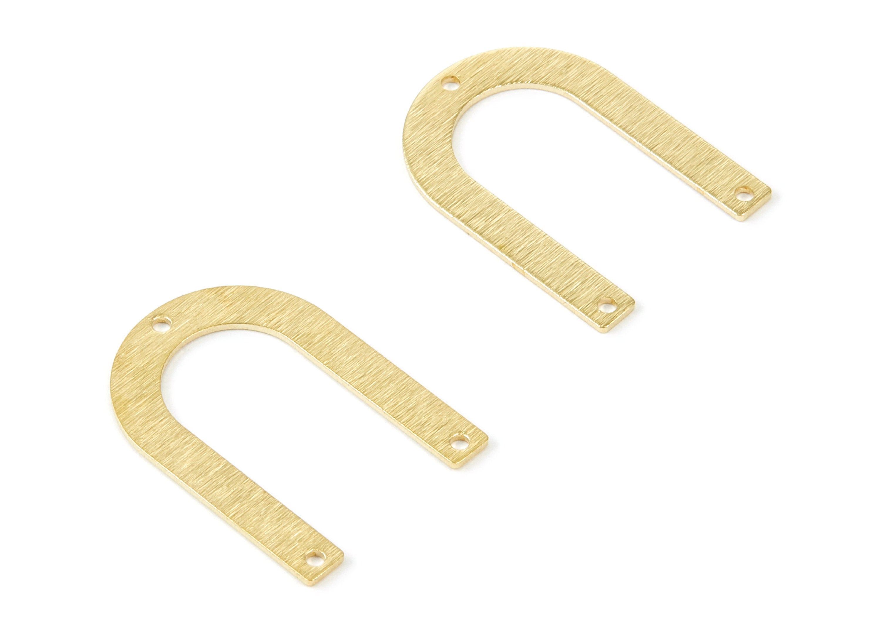 Brass Textured U Charms - Textured U Shaped Raw Brass Pendant - Brass Connectors With 3 Holes - Jewelry Supplies - 28x20x0,8mm - PP1976 - DOMEDBAZAAR