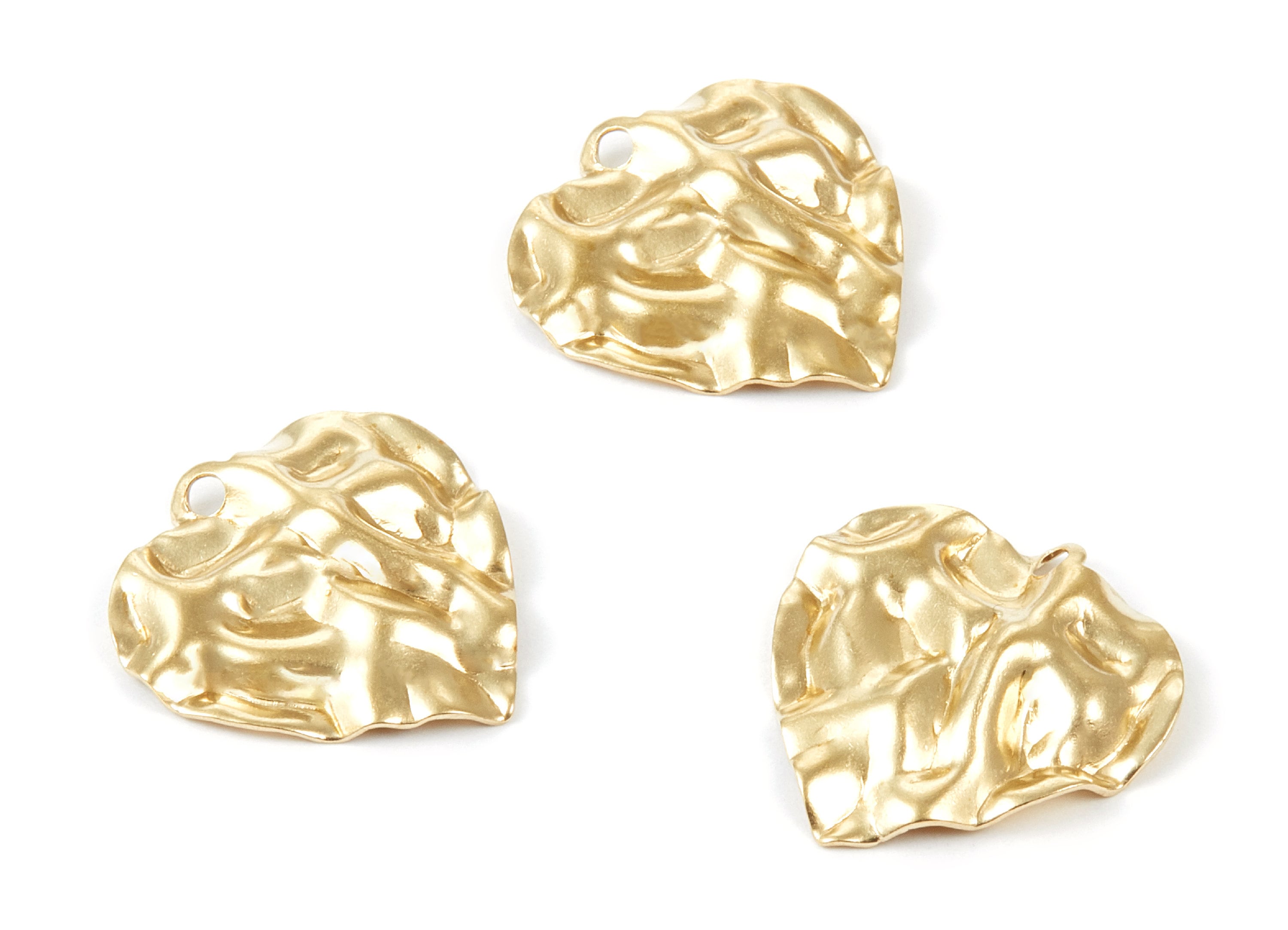 Brass Wavy Heart Charms - Wavy Heart Shaped Raw Brass Pendants - Earring Findings - Jewelry Supplies - 23,28x22,5x3mm - PP2058 - DOMEDBAZAAR