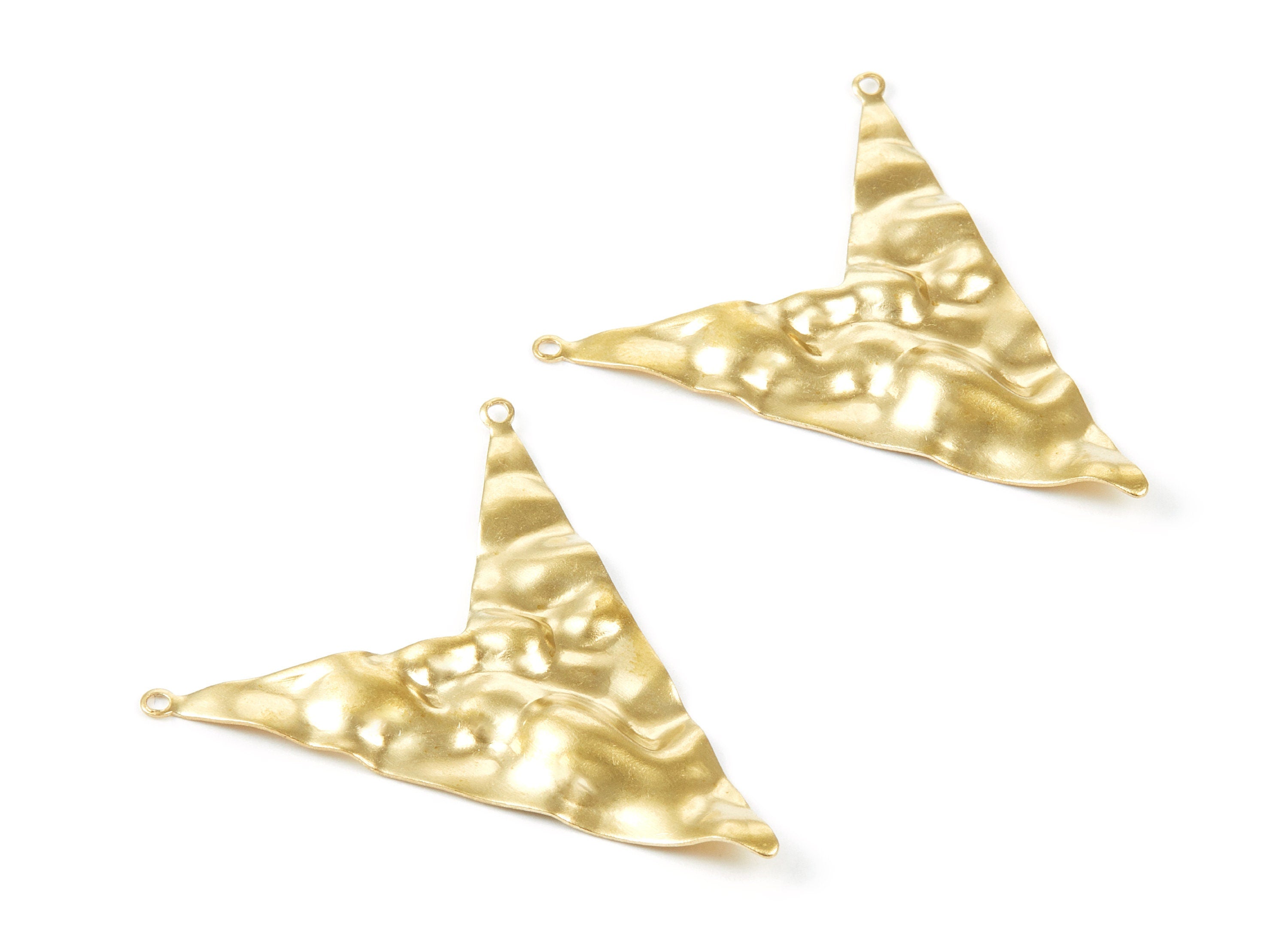 Brass Wavy Sharp Angle Charms - Wavy Sharp Angle Raw Brass Pendants - Connectors With 2 Holes - Jewelry Supplies - 48,5x41,8x0,8mm - PP2059 - DOMEDBAZAAR