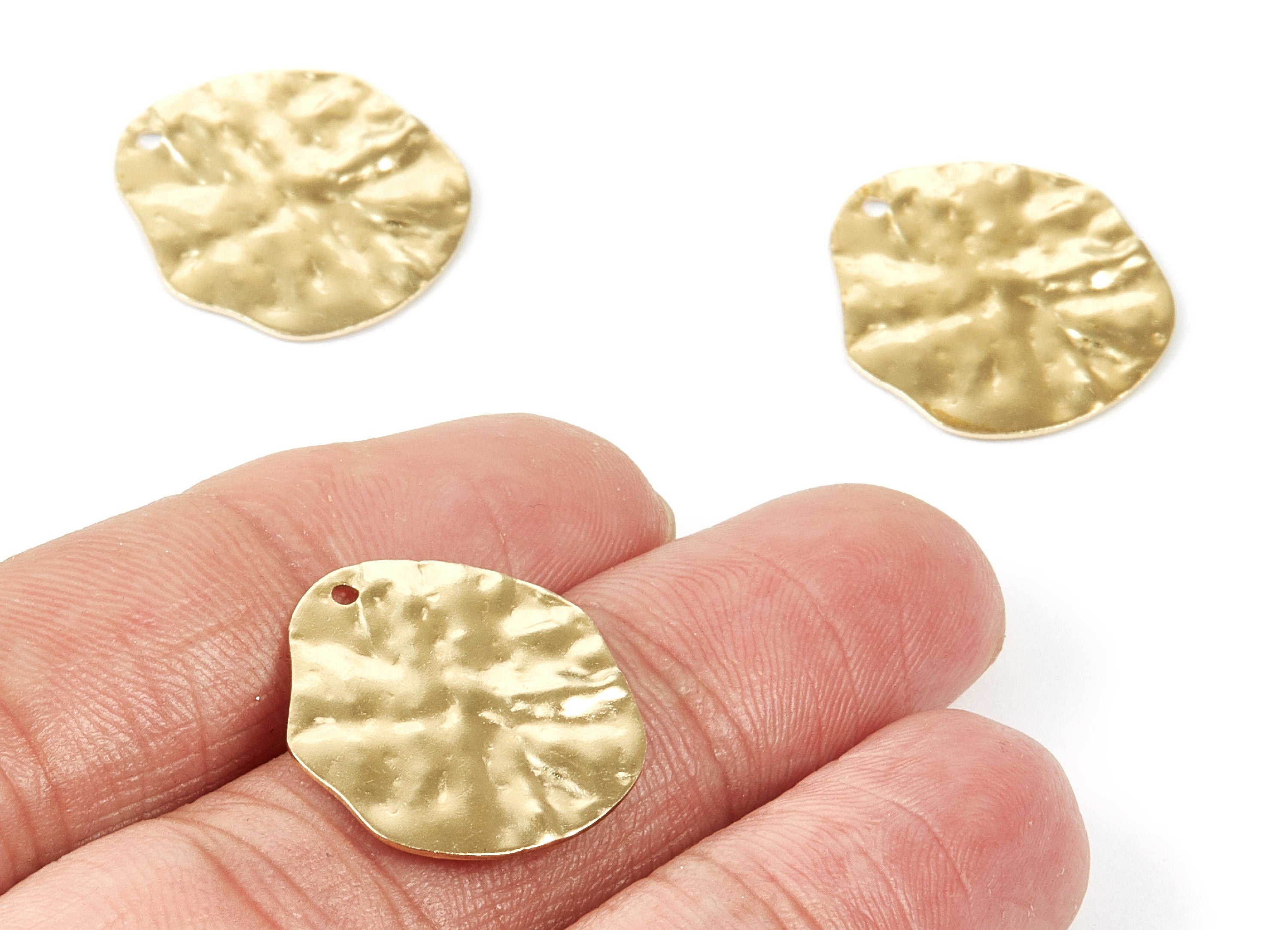 Brass Wavy Disc Charms - Wavy Disc Raw Brass Pendant - Earring Findings - Jewelry Supplies - 20.8x19.5x1.23mm - PP2126 - DOMEDBAZAAR