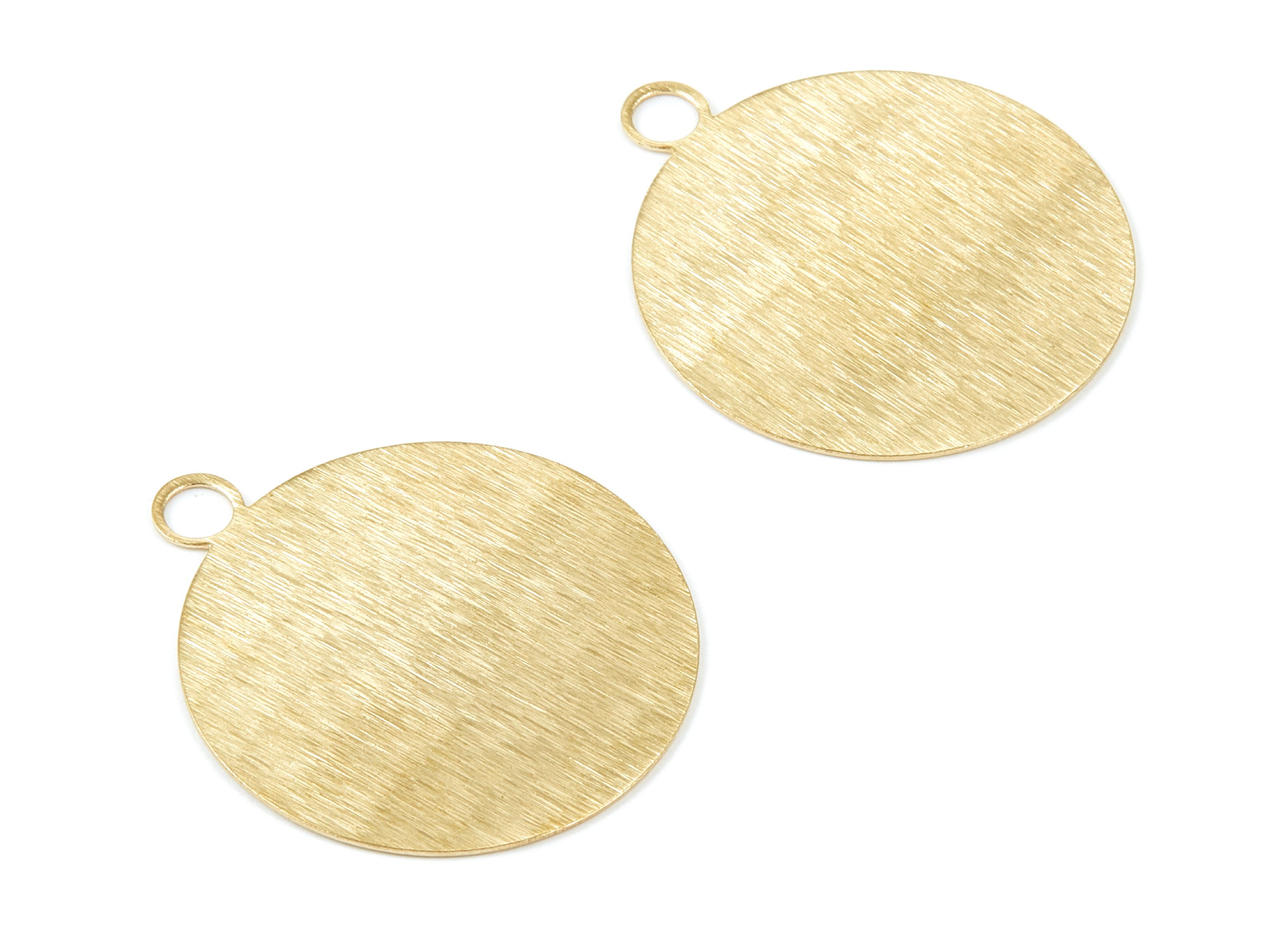 Brass Round Charms - Round Textured Raw Brass Pendant - Brass Earring Findings - Jewelry Supplies - 35x30x0,6mm - PP2013 - DOMEDBAZAAR