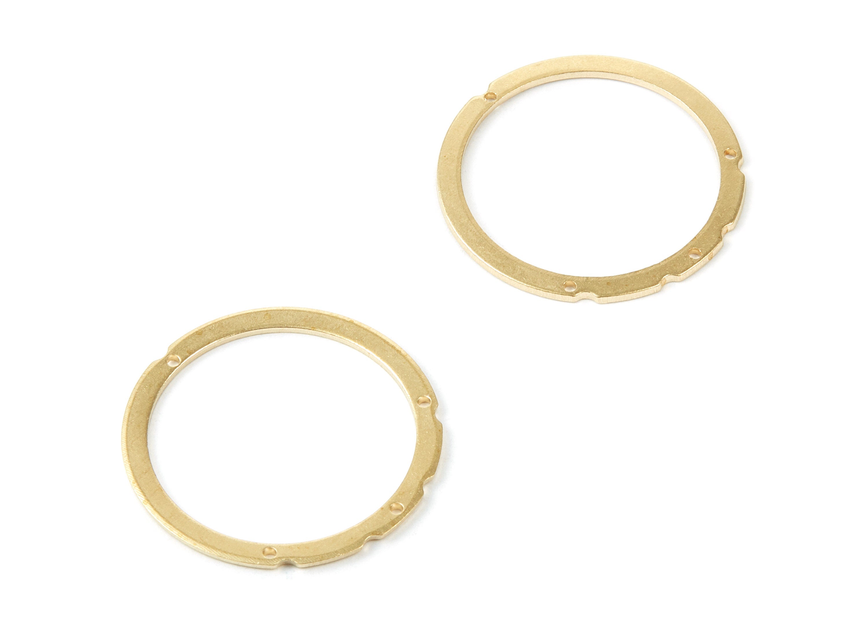 Brass Circle Charms - Circle Raw Brass Connector With 4 Holes - Jewelry Supplies - 29.8x29.8x1mm - PP1970 - DOMEDBAZAAR