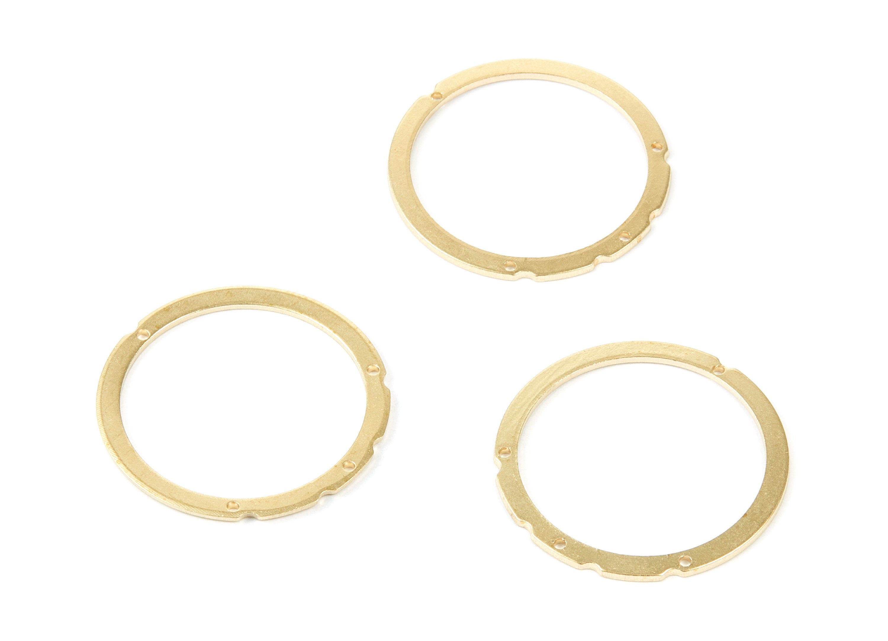 Brass Circle Charms - Circle Raw Brass Connector With 4 Holes - Jewelry Supplies - 29.8x29.8x1mm - PP1970 - DOMEDBAZAAR