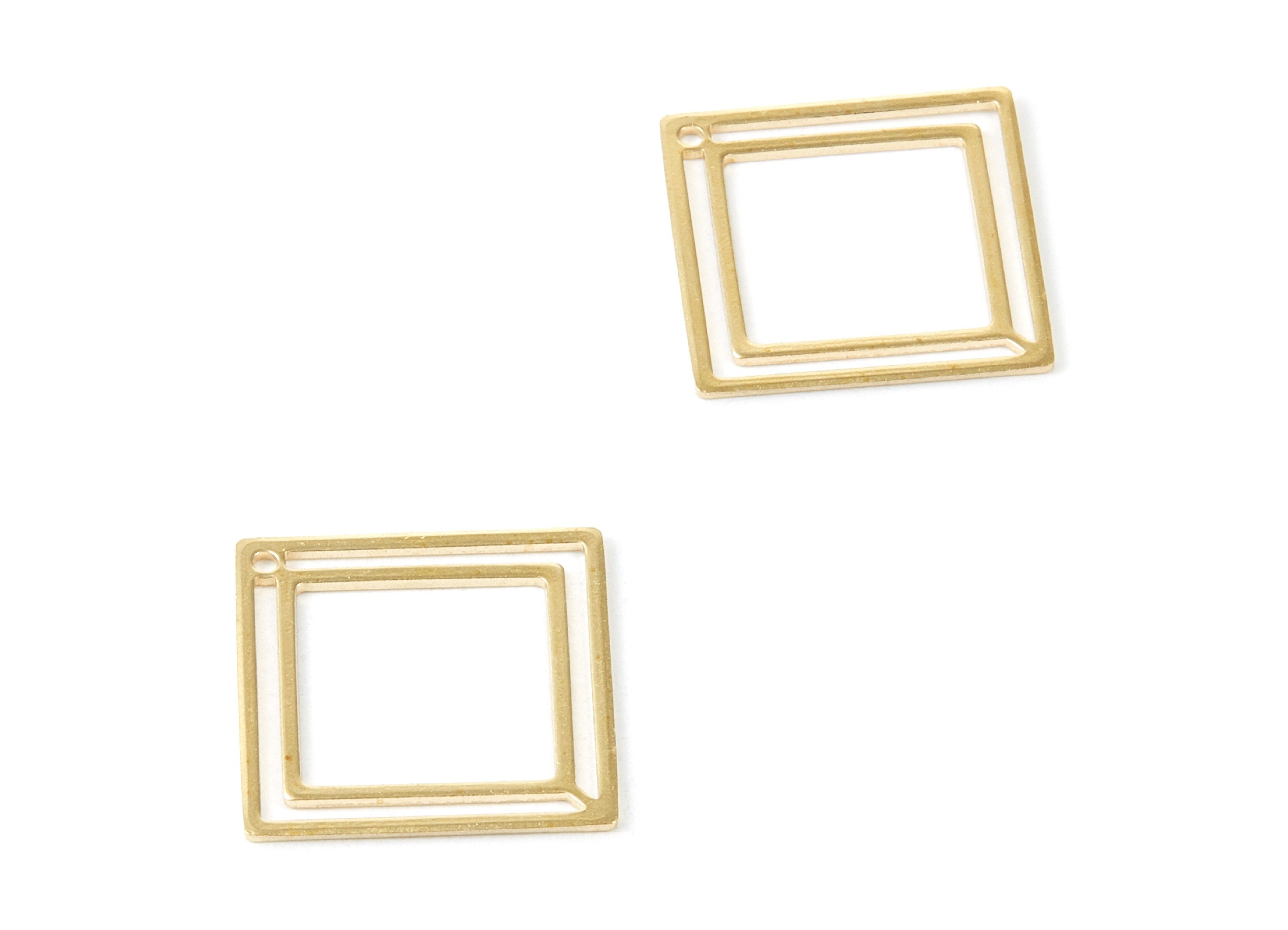 Brass Square Charms - Square Raw Brass Pendant - Earring Findings - Jewelry Supplies - 20.6x20.6x0.8mm - PP1971 - DOMEDBAZAAR