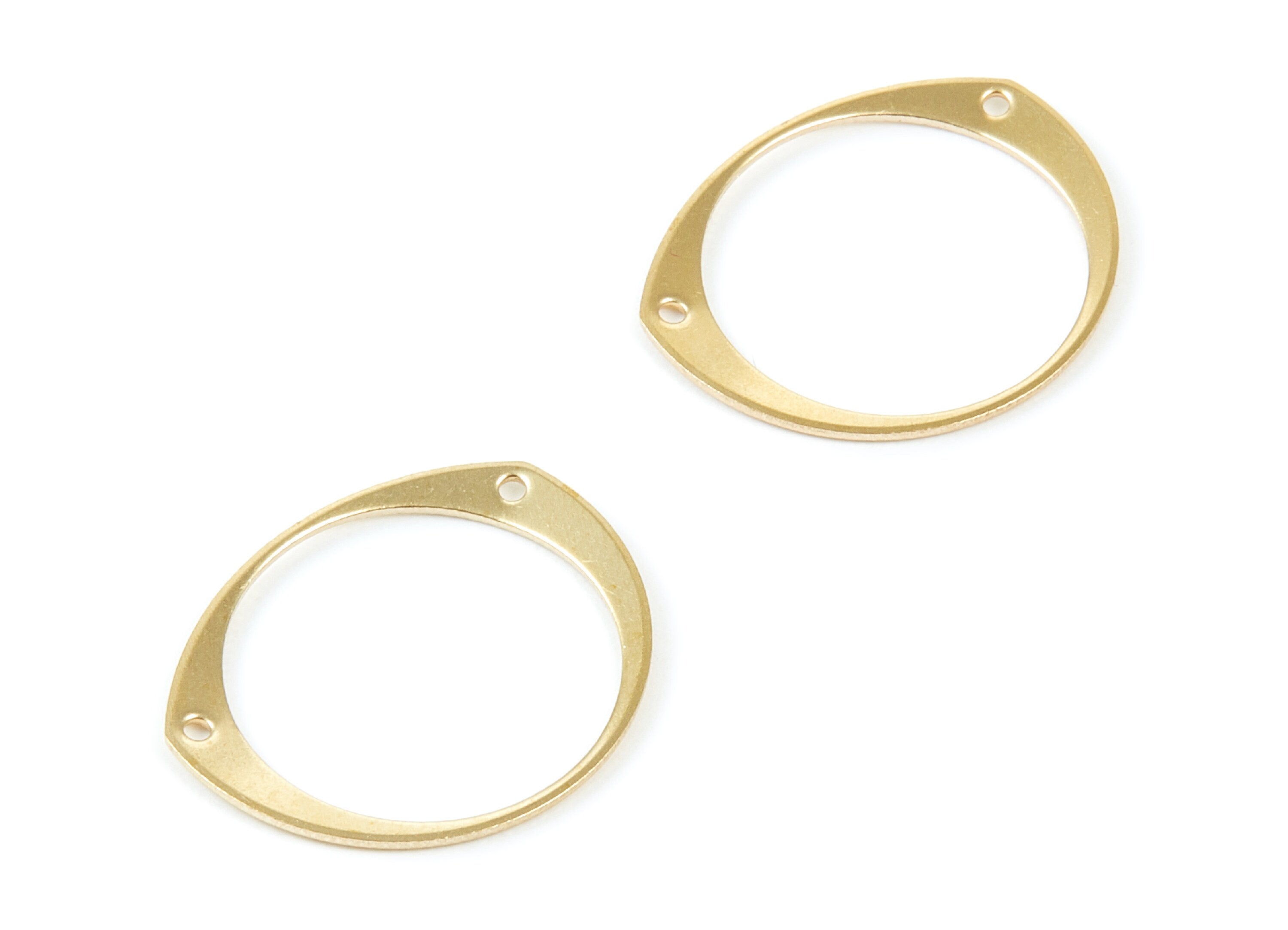 Brass Round Charms - Round Raw Brass Connectors With 2 Holes - Jewelry Supplies - 25,9x21,6x0,77mm - PP1817 - DOMEDBAZAAR