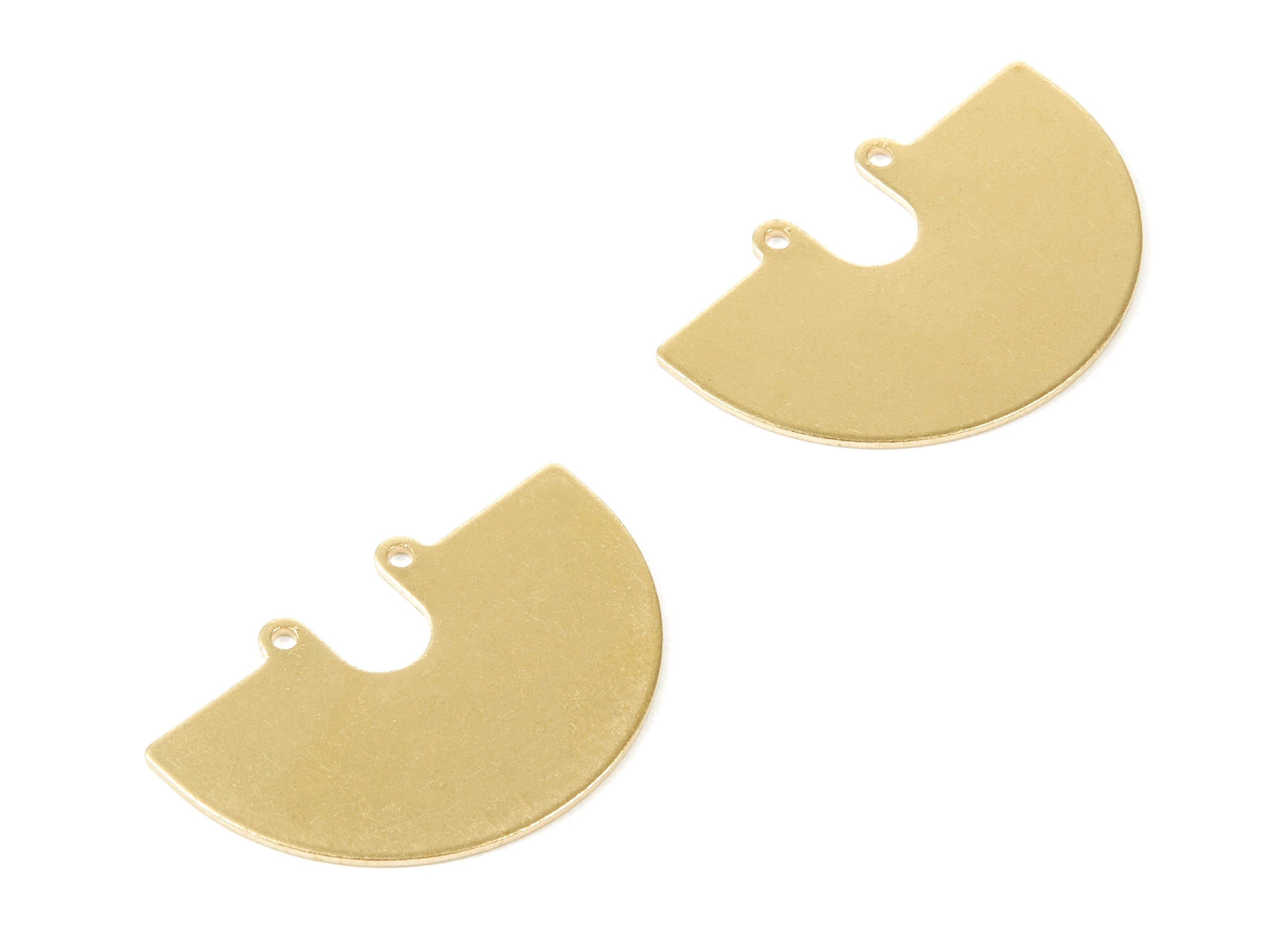 Personalized stamping blank - Brass Half Round Charms - Half Round Shaped Raw Brass Connector with 2 Holes - 33x22x0.77mm - PP1943 - DOMEDBAZAAR