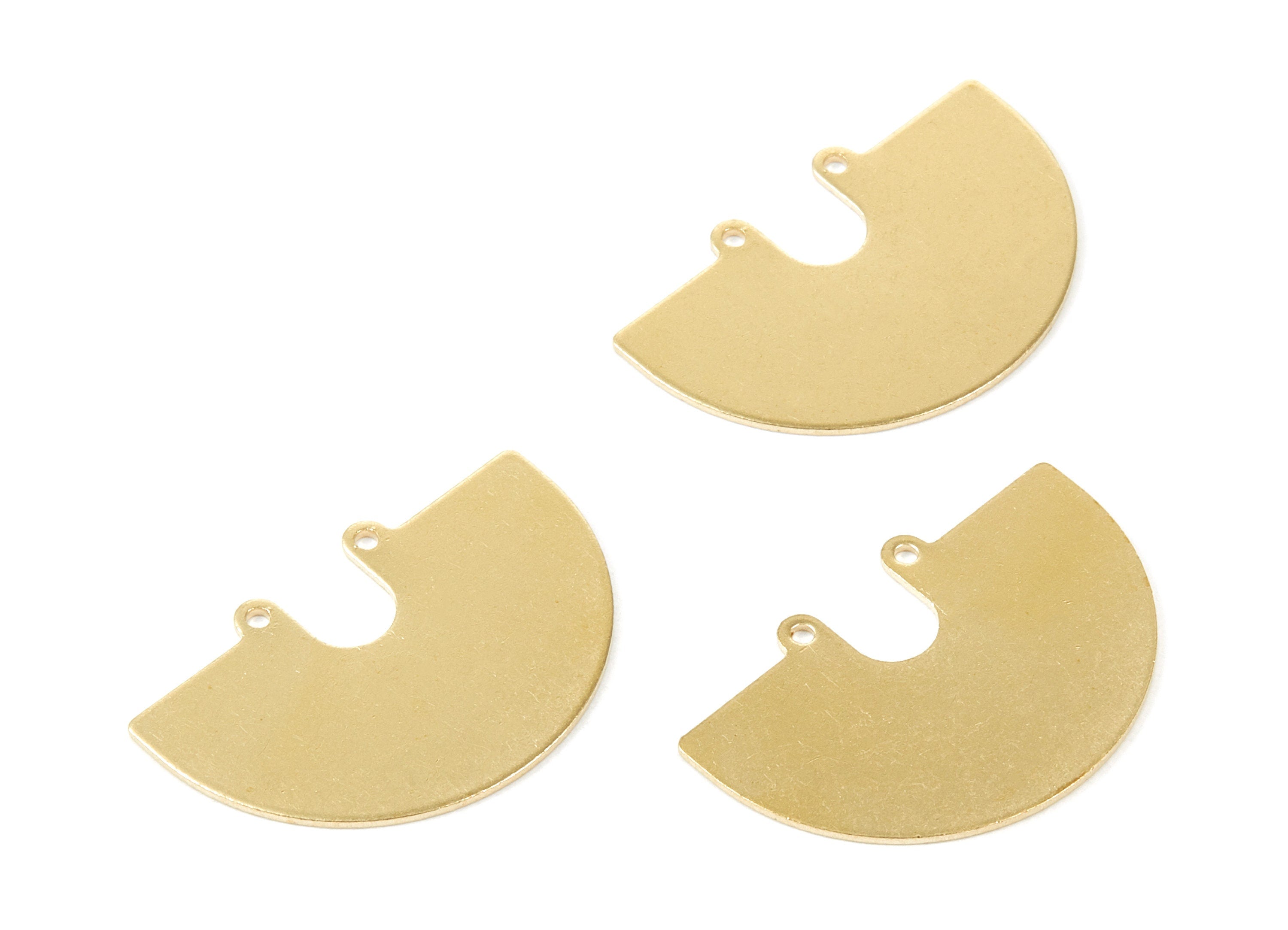 Personalized stamping blank - Brass Half Round Charms - Half Round Shaped Raw Brass Connector with 2 Holes - 33x22x0.77mm - PP1943 - DOMEDBAZAAR