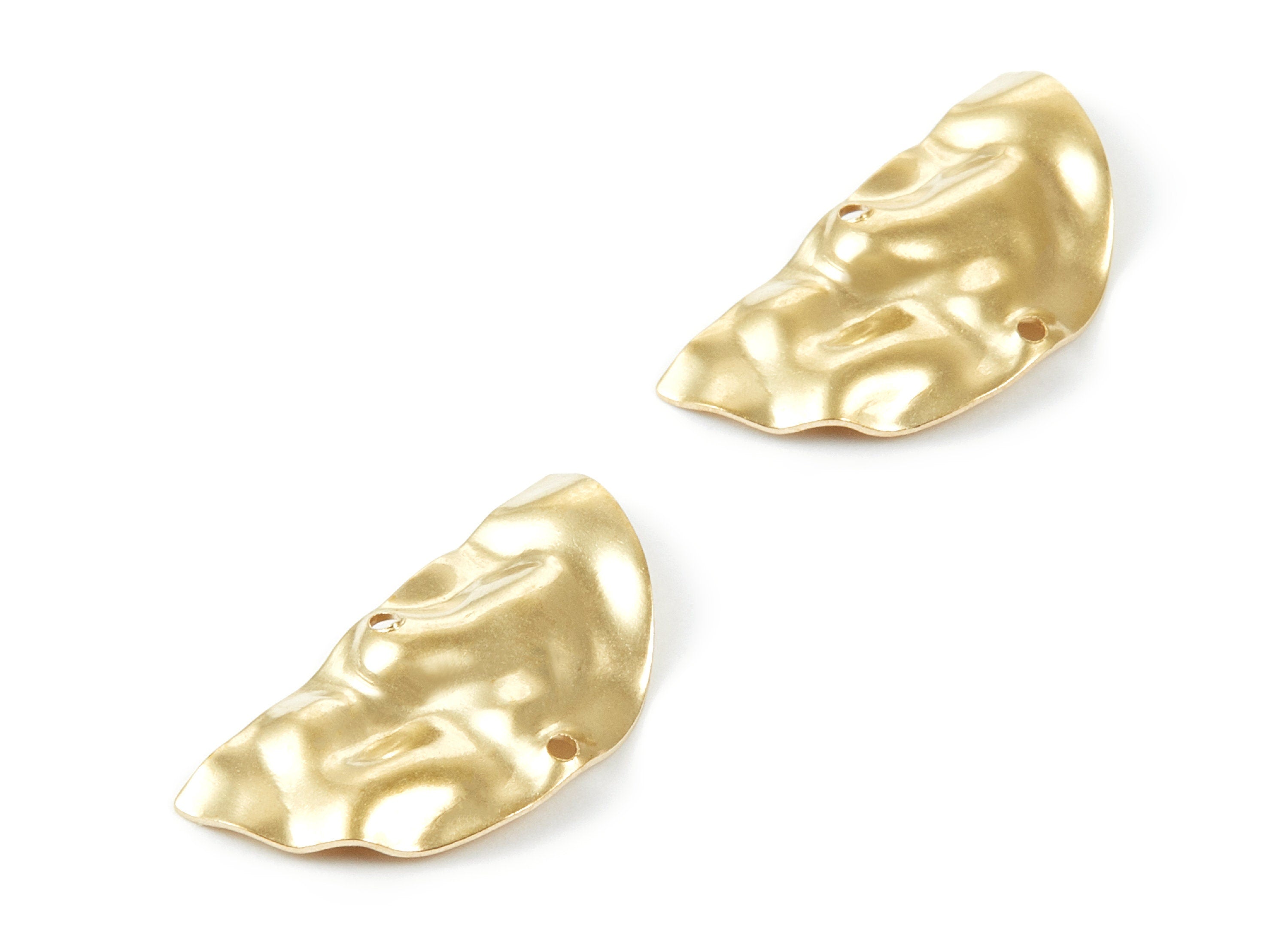 Brass Wavy Half Round Charms - Wavy Half Round Raw Brass Connectors With 2 Holes - Jewelry Supplies - 29x15x1,75mm - PP1822 - DOMEDBAZAAR