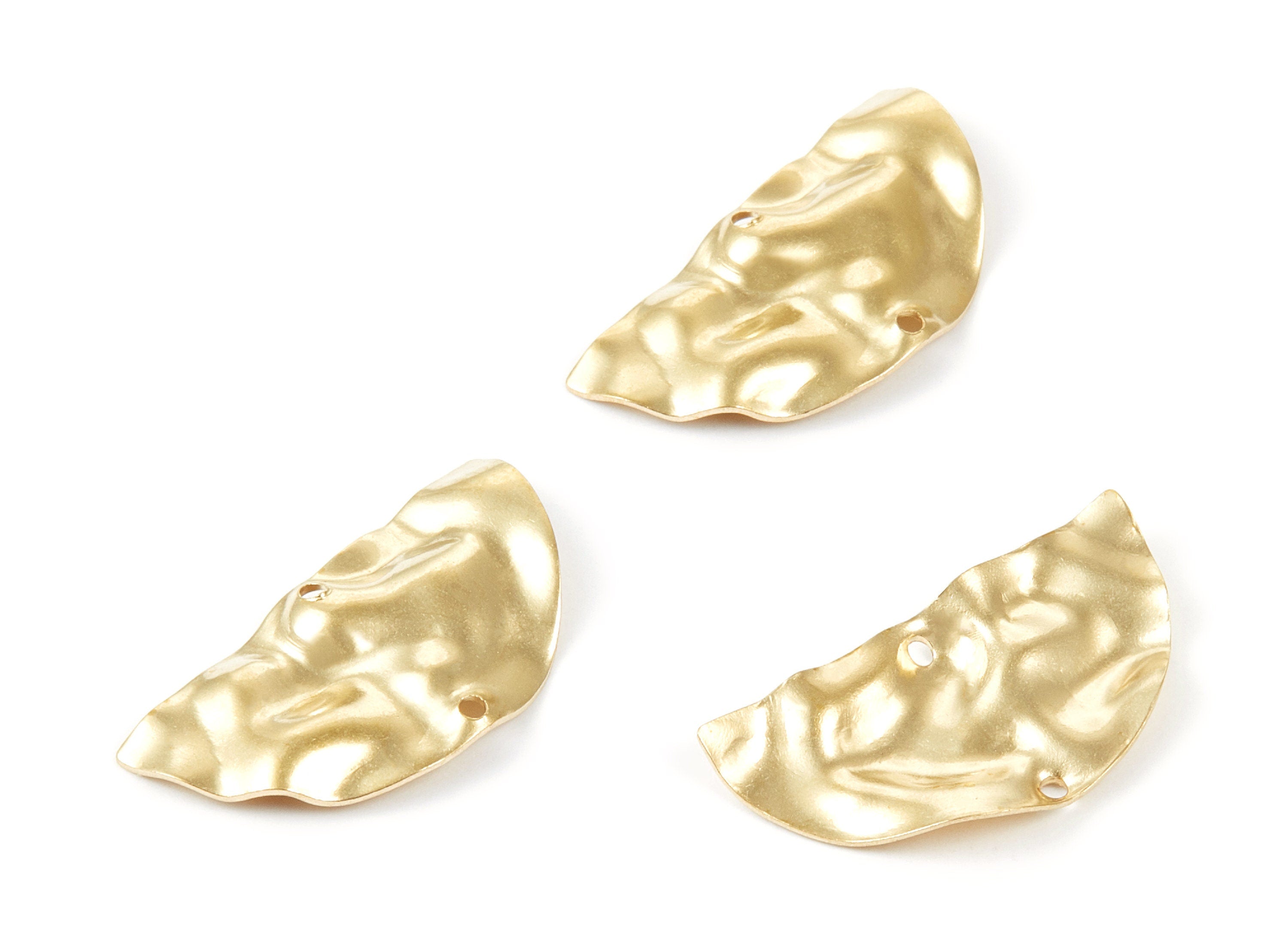 Brass Wavy Half Round Charms - Wavy Half Round Raw Brass Connectors With 2 Holes - Jewelry Supplies - 29x15x1,75mm - PP1822 - DOMEDBAZAAR