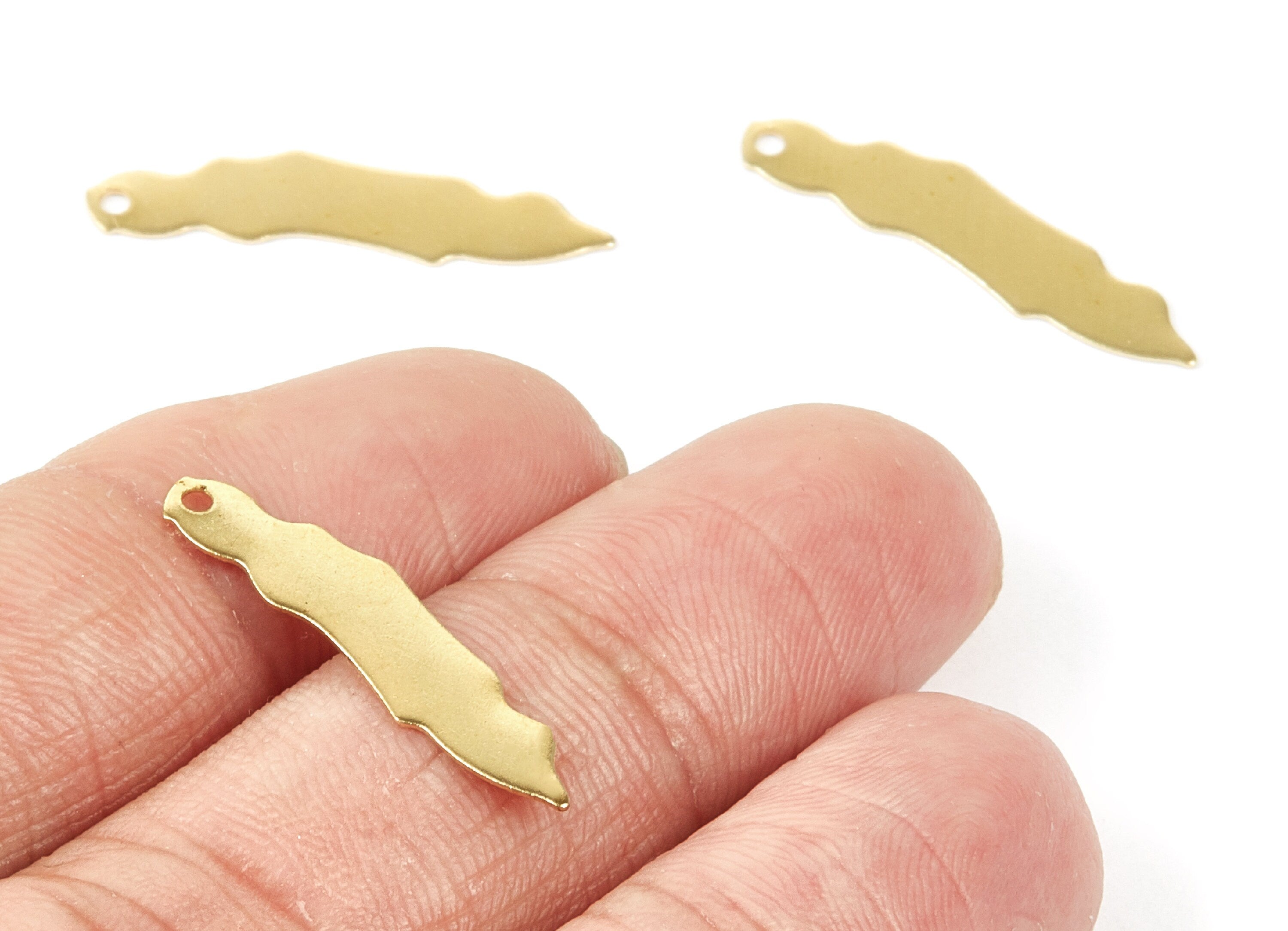 Personalized stamping blank - Brass Irregular Charms - Irregular Shape Raw Brass Pendant - Earring Findings - 25.74x6x0.4mm - PP2132 - DOMEDBAZAAR