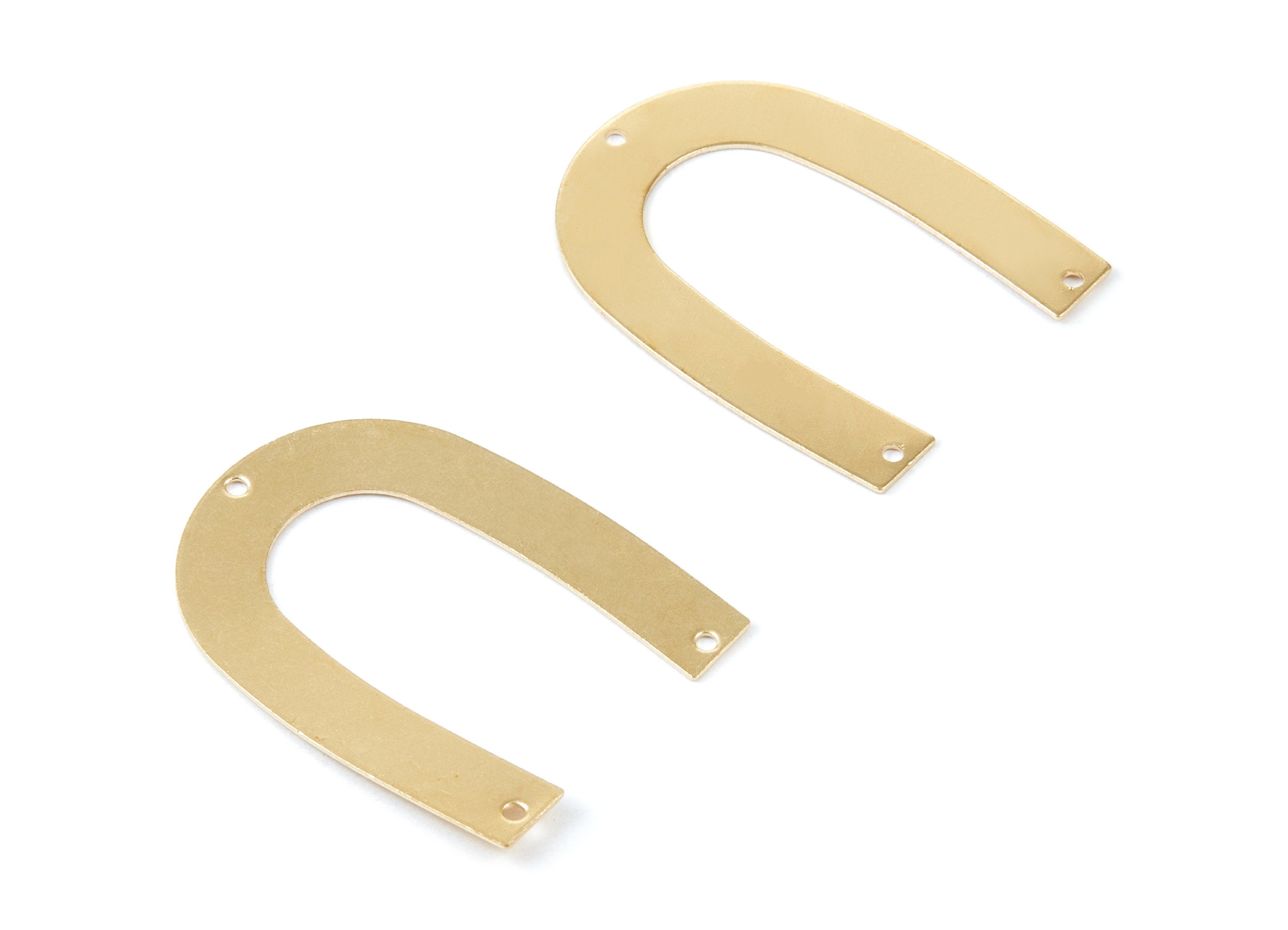 Brass U Charms - U Shaped Raw Brass Connectors With 3 Holes - Jewelry Supplies - 35x26,8x0,5mm - PP1893 - DOMEDBAZAAR