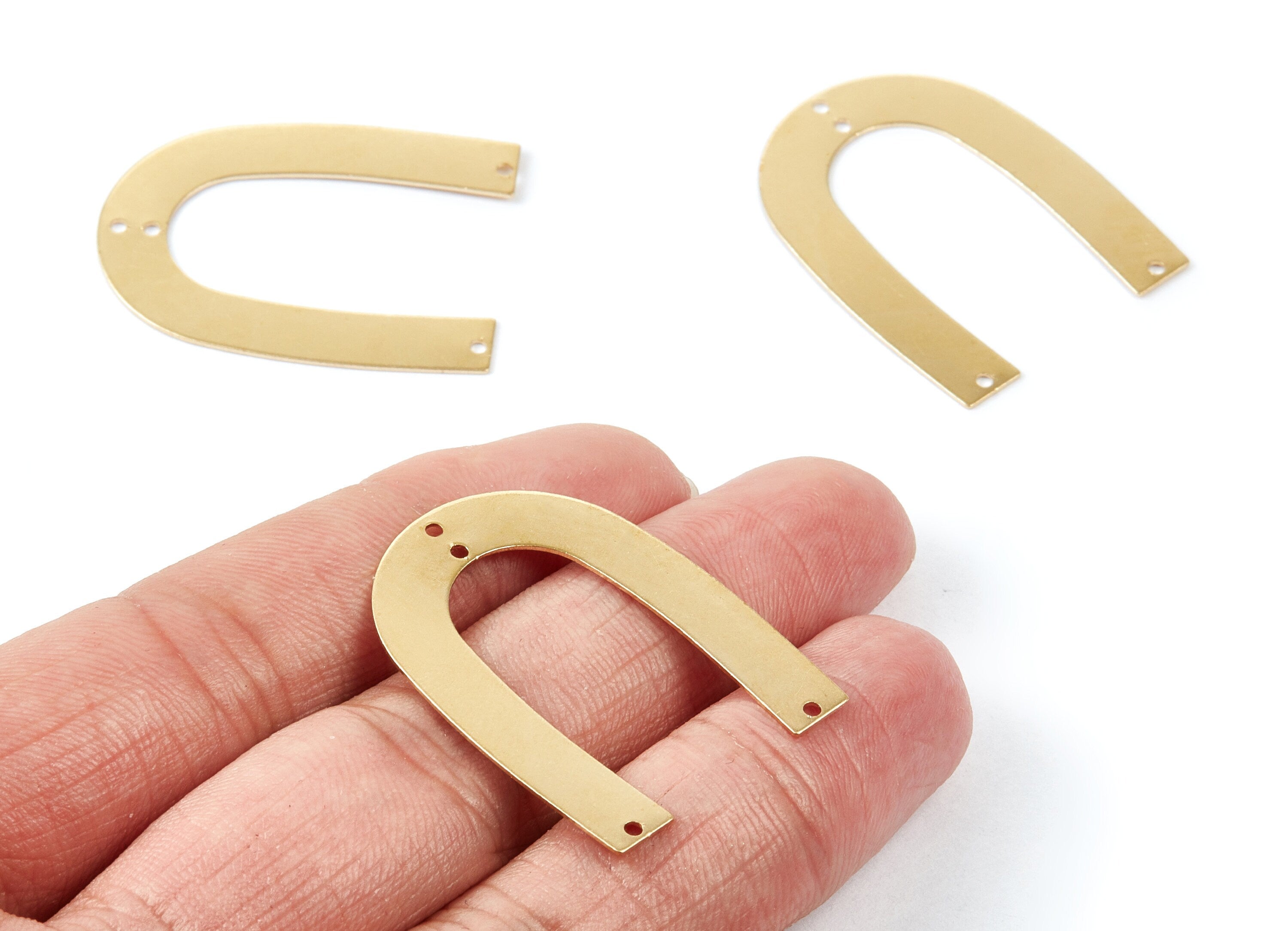 Brass U Connector - U Raw Brass Connectors With 4 Holes - Jewelry Supplies - 35x26,85x0,57mm - PP1891 - DOMEDBAZAAR