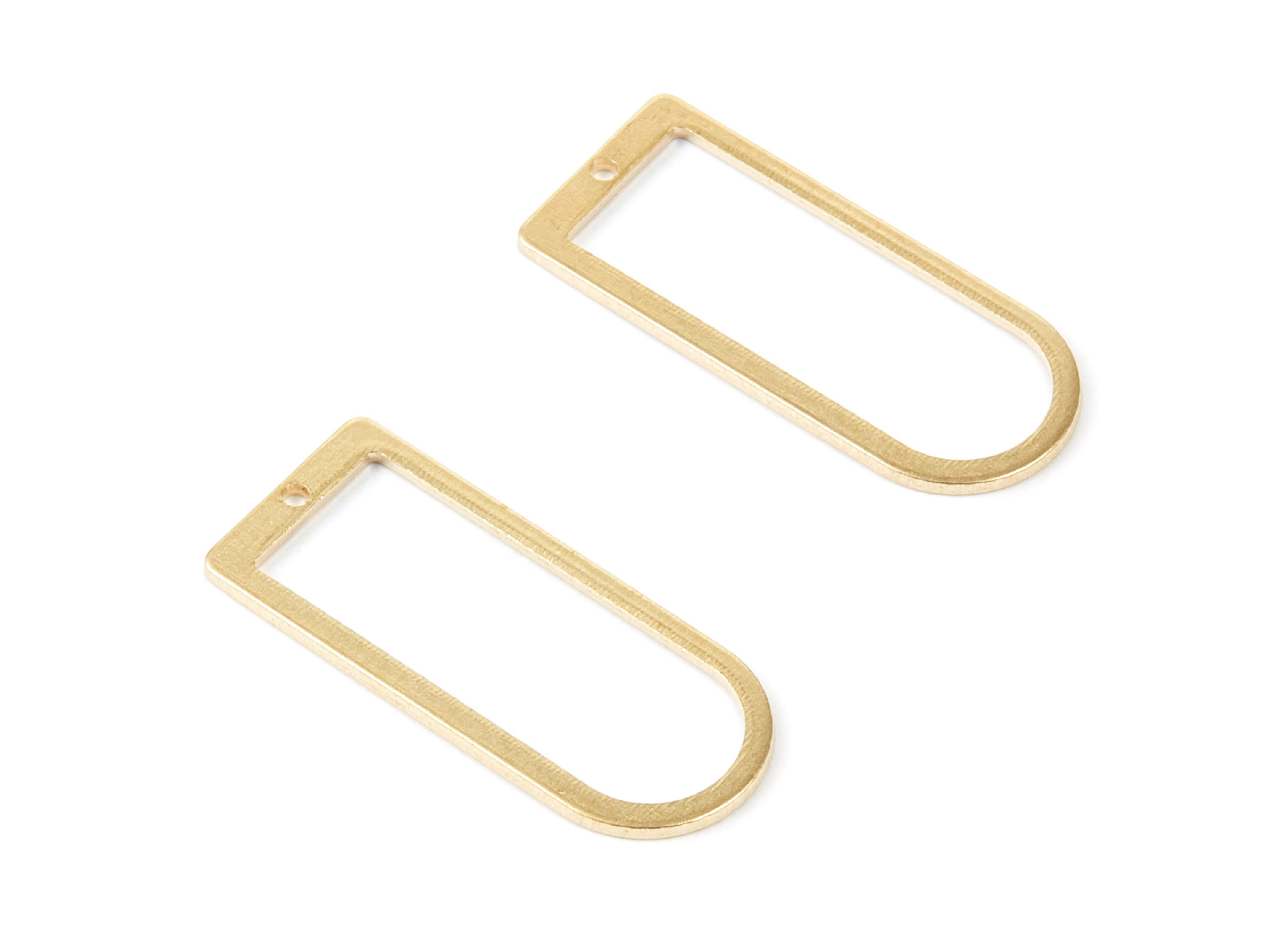 Brass Geometric Charms - D Shaped Raw Brass Pendant - Brass Earring Findings - Jewellery Supplies - 30x12.84x0.94mm - PP1916 - DOMEDBAZAAR