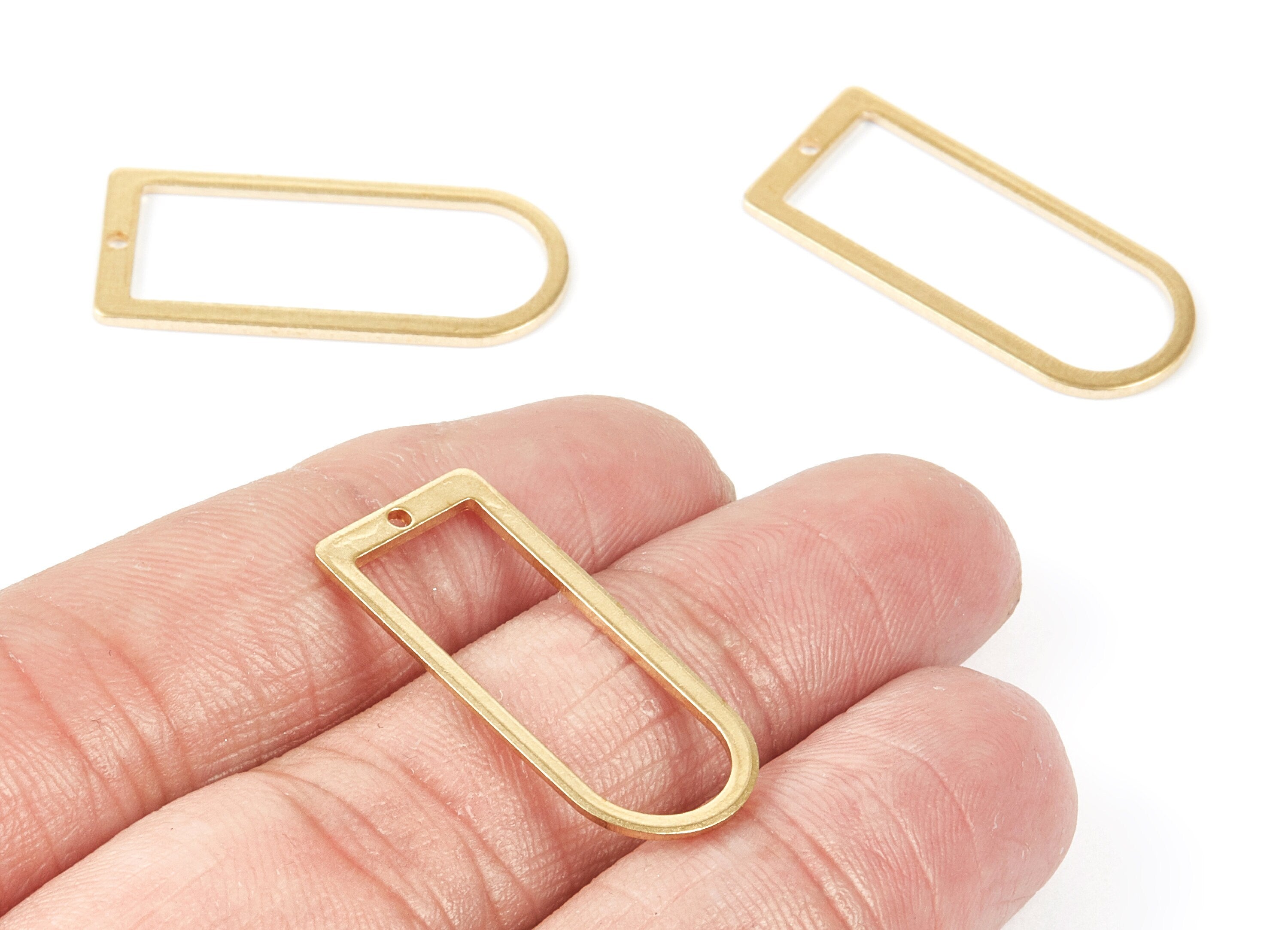Brass Geometric Charms - D Shaped Raw Brass Pendant - Brass Earring Findings - Jewellery Supplies - 30x12.84x0.94mm - PP1916 - DOMEDBAZAAR