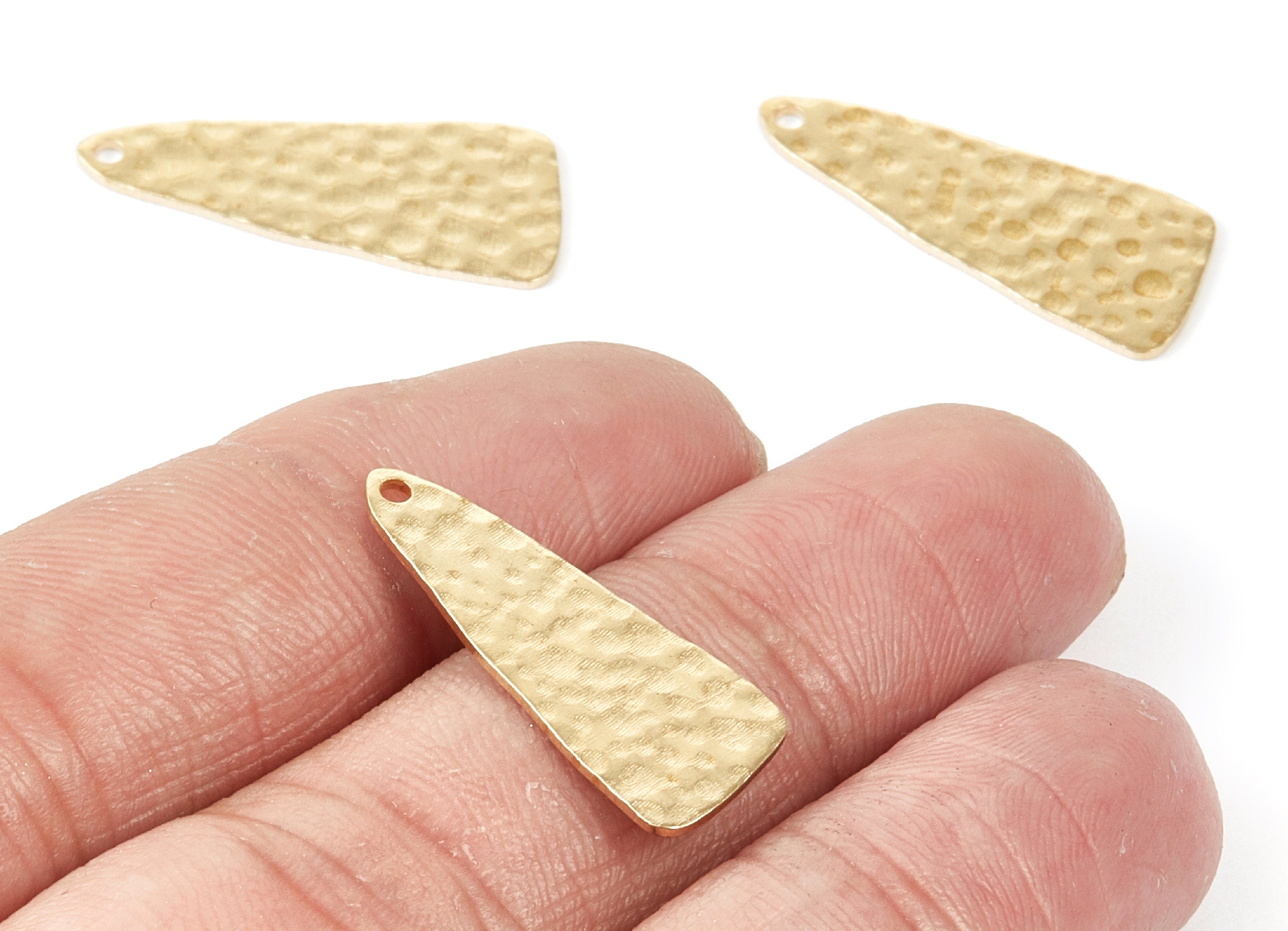Brass Hammering Irregular Charms - Hammering Irregular Shaped Raw Brass Pedants - Jewelry Supplies - 25x10.25x0.78mm - PP2134 - DOMEDBAZAAR