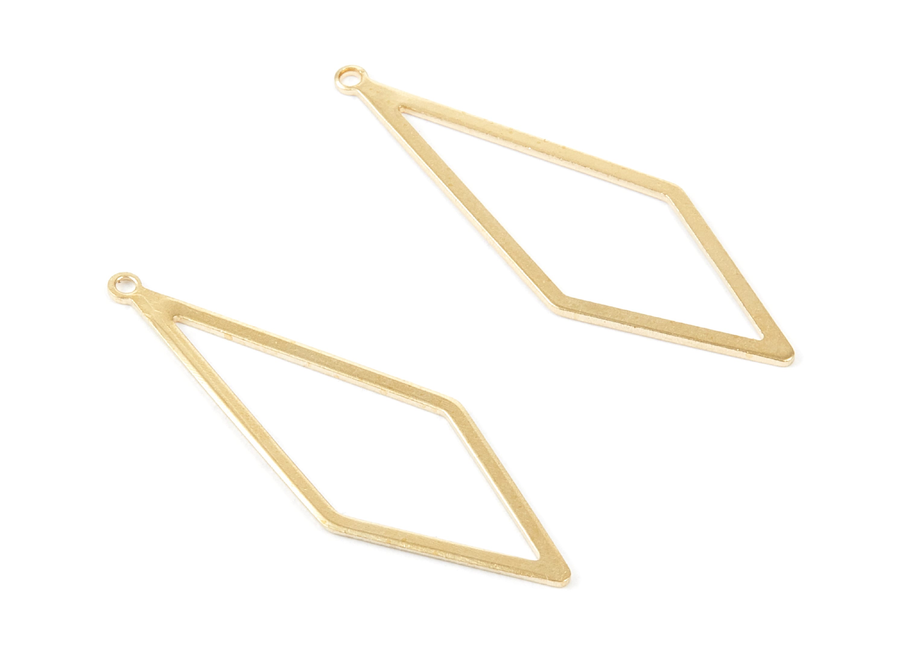Brass Rhombus Charms - Rhombus Raw Brass Pendant - Brass Earring Findings - Jewelry Supplies - 42x14.48x0.76mm - PP1860 - DOMEDBAZAAR