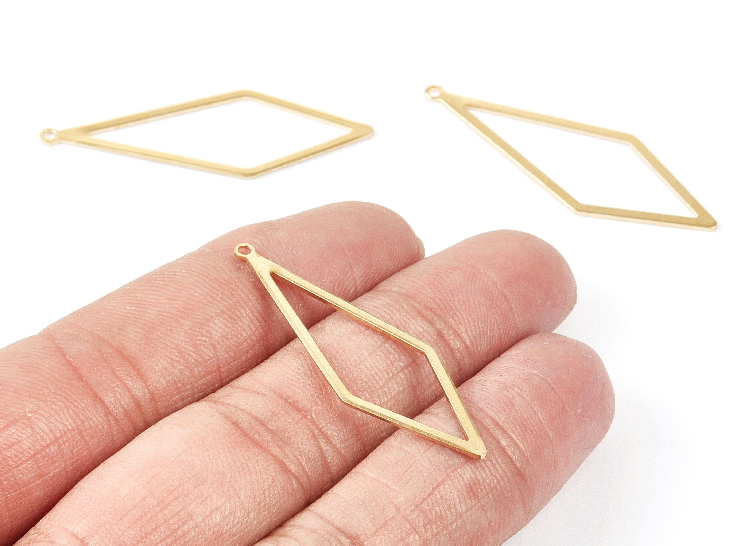 Brass Rhombus Charms - Rhombus Raw Brass Pendant - Brass Earring Findings - Jewelry Supplies - 42x14.48x0.76mm - PP1860 - DOMEDBAZAAR