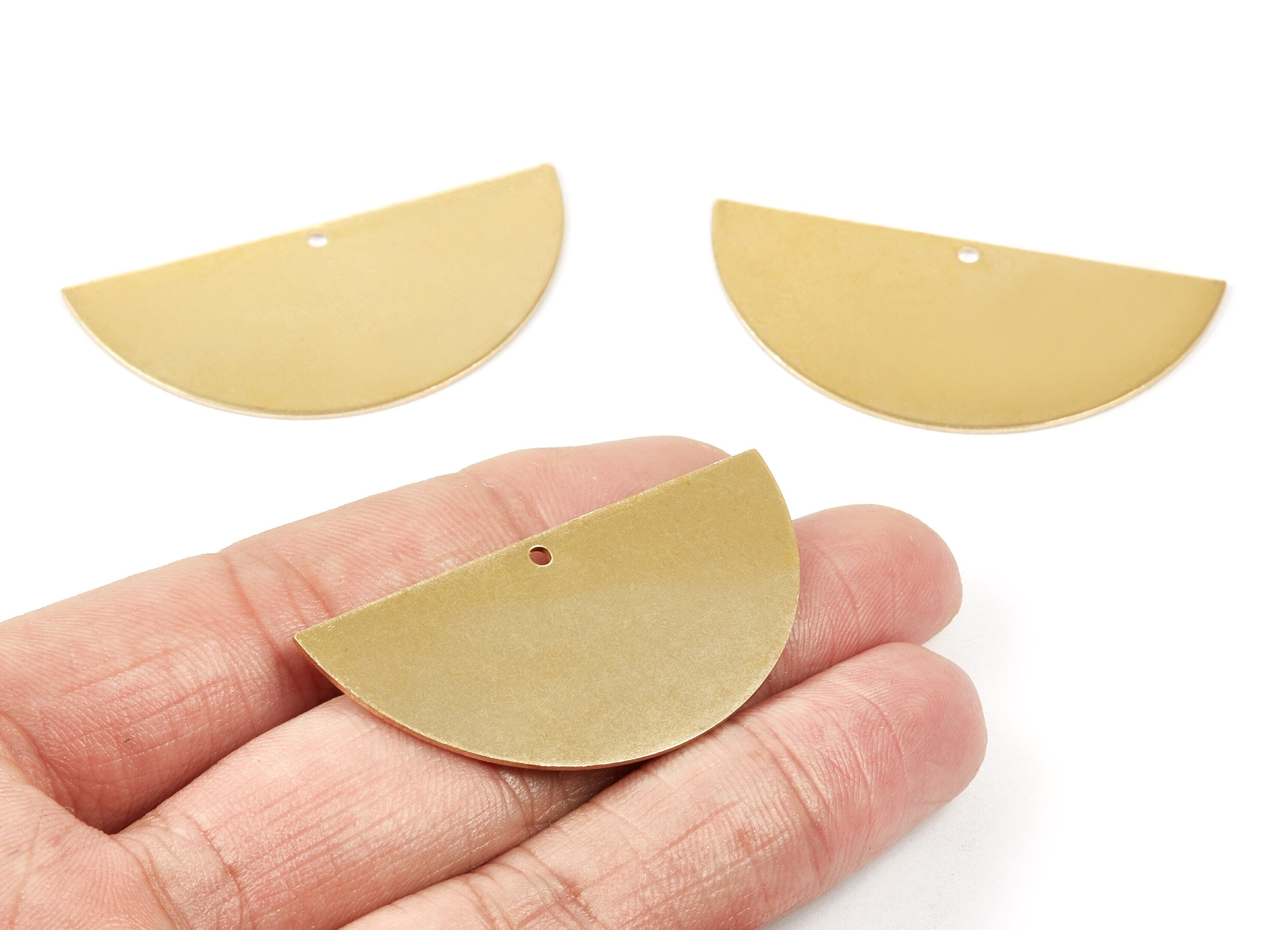 Personalized stamping blank - Brass Half Round Charms - Half Round Shaped Raw Brass Pedants - Earring Findings- 50x24x0.8mm - PP1772 - DOMEDBAZAAR