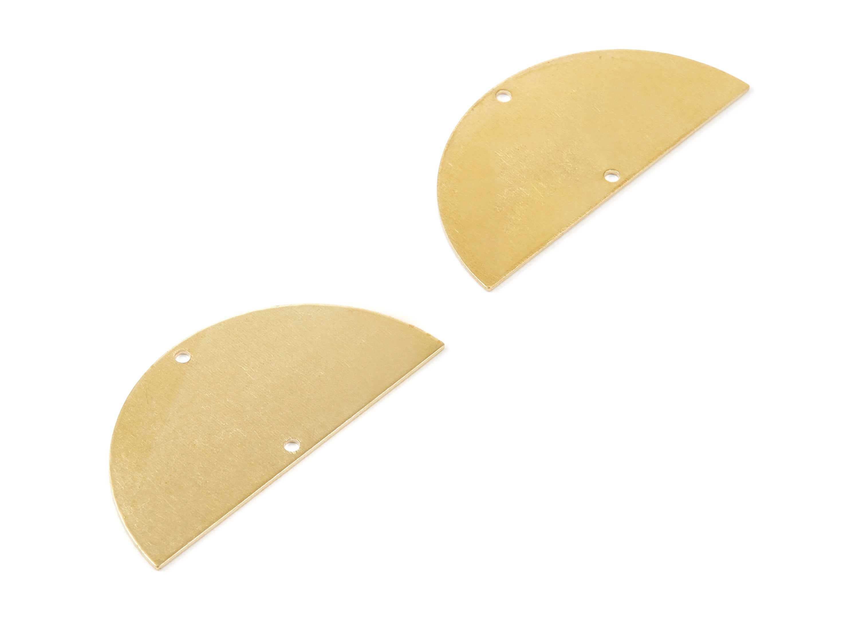 Personalized stamping blank - Brass Half Round Charms - Half Round Raw Brass Connectors With 2 Holes - 50x24x0.8mm - PP1757 - DOMEDBAZAAR