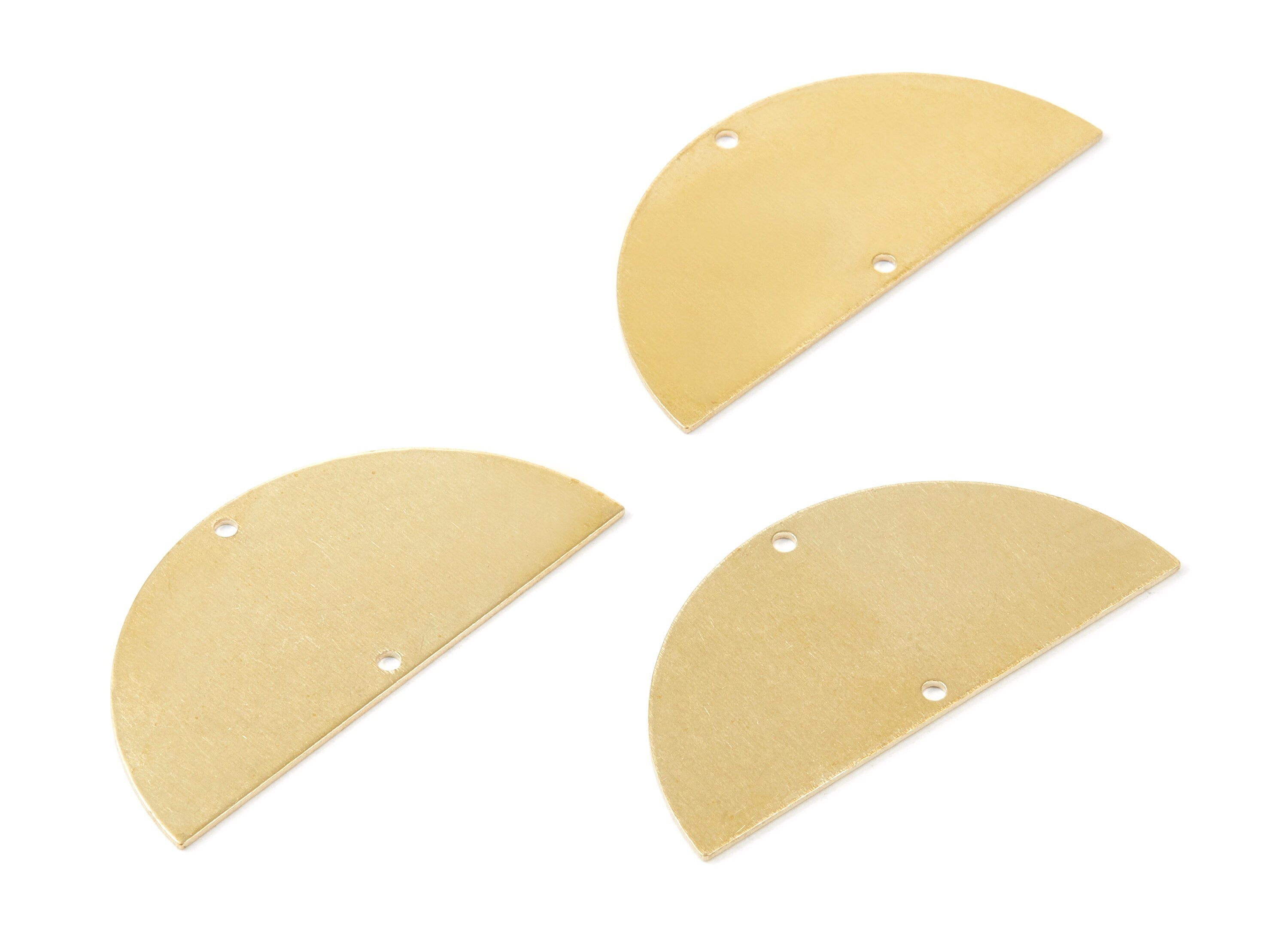 Personalized stamping blank - Brass Half Round Charms - Half Round Raw Brass Connectors With 2 Holes - 50x24x0.8mm - PP1757 - DOMEDBAZAAR