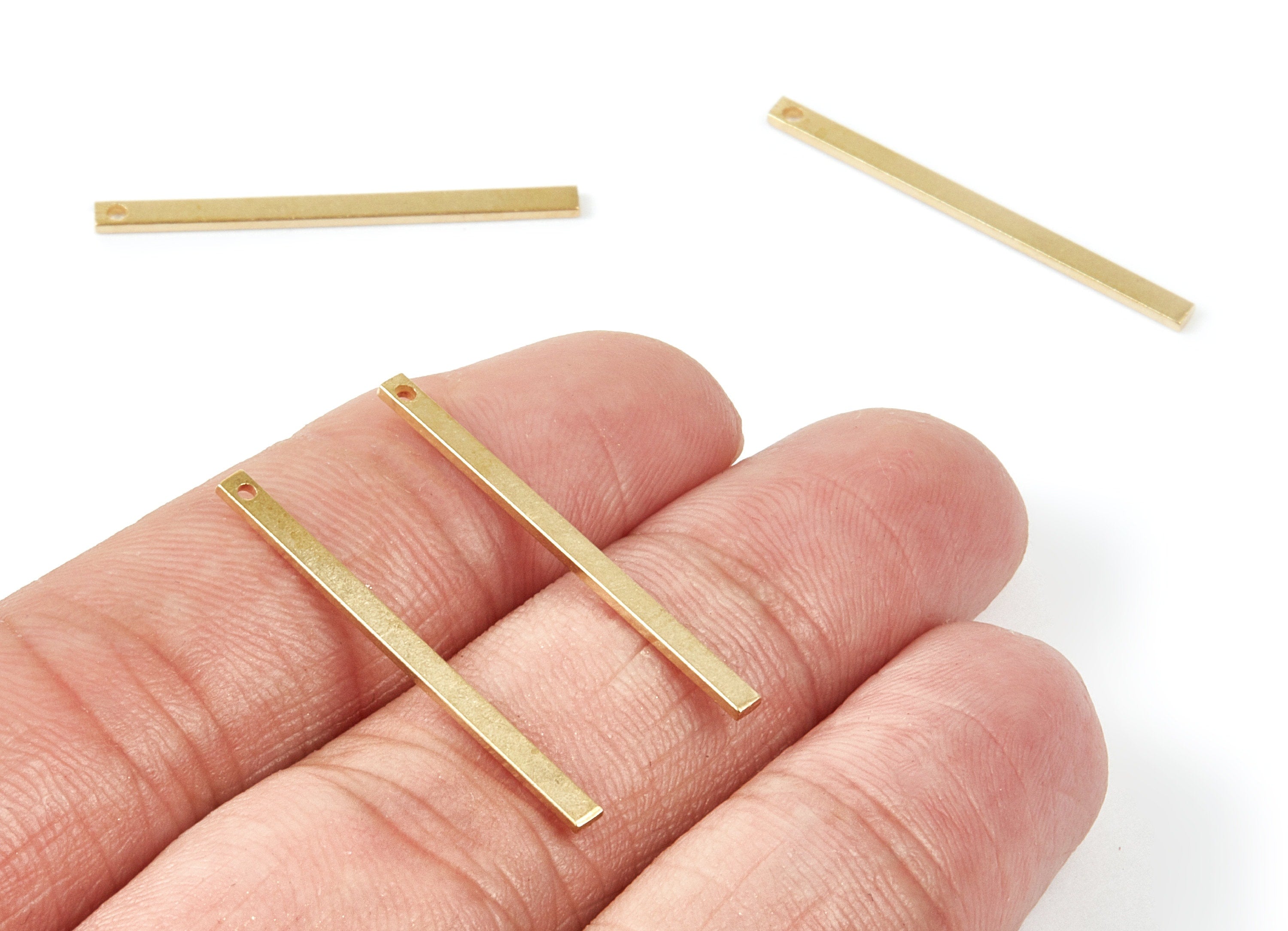 Brass Strip Charms - Raw Brass Strip Pendants - Earring Findings - Jewelry Supplies - 30x2x1mm - PP2039 - DOMEDBAZAAR