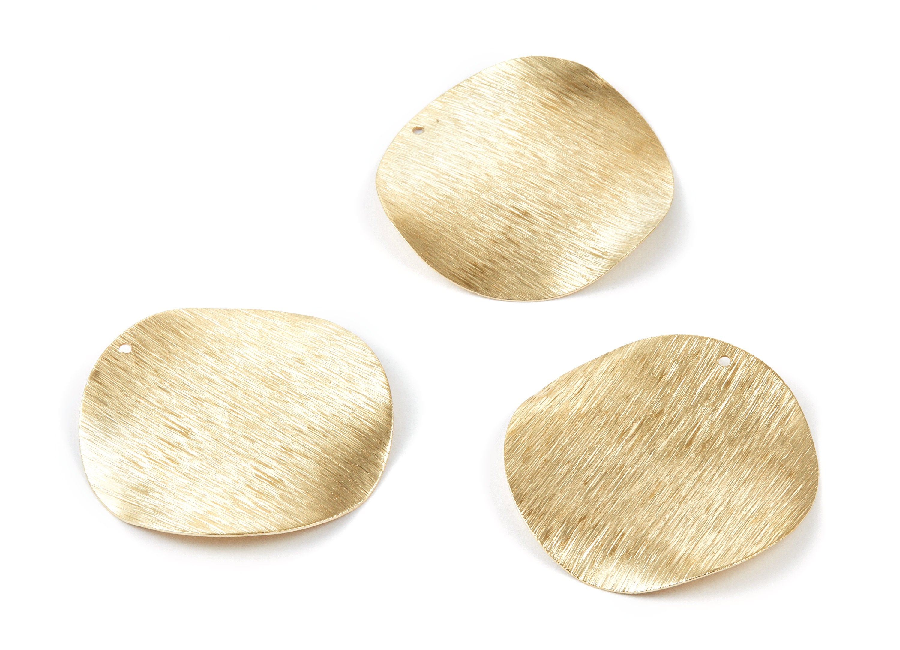 Brass Textured Round Charms - Textured Circle Raw Brass Pendant - Earring Findings - Jewelry Supplies - 40x40x0,52mm - PP1927 - DOMEDBAZAAR