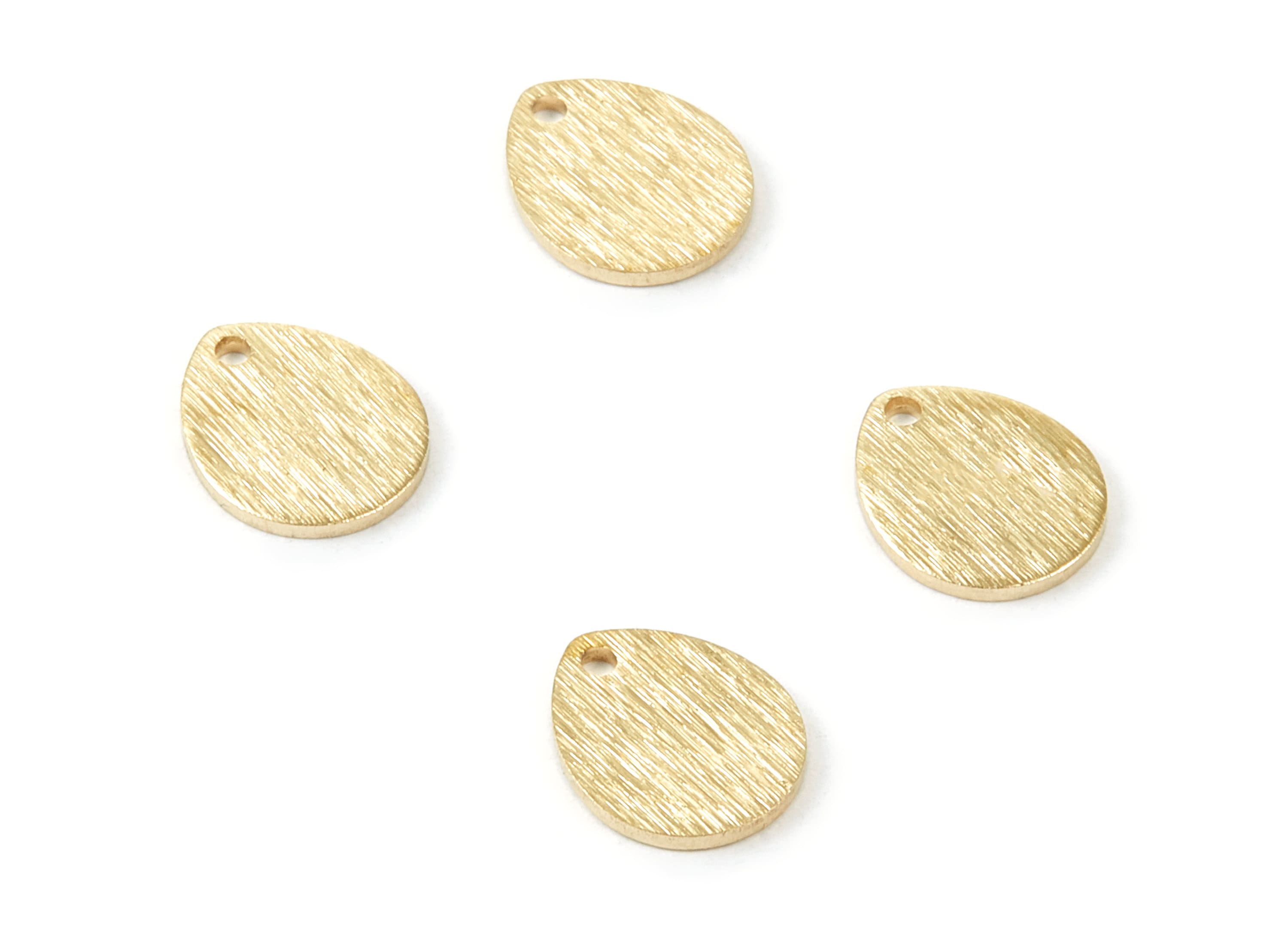 Brass Textured Drop Charms - Textured Drop Raw Brass Pendant - Earring Findings - Jewellery Supplies - 12x10x1mm - PP1737 - DOMEDBAZAAR