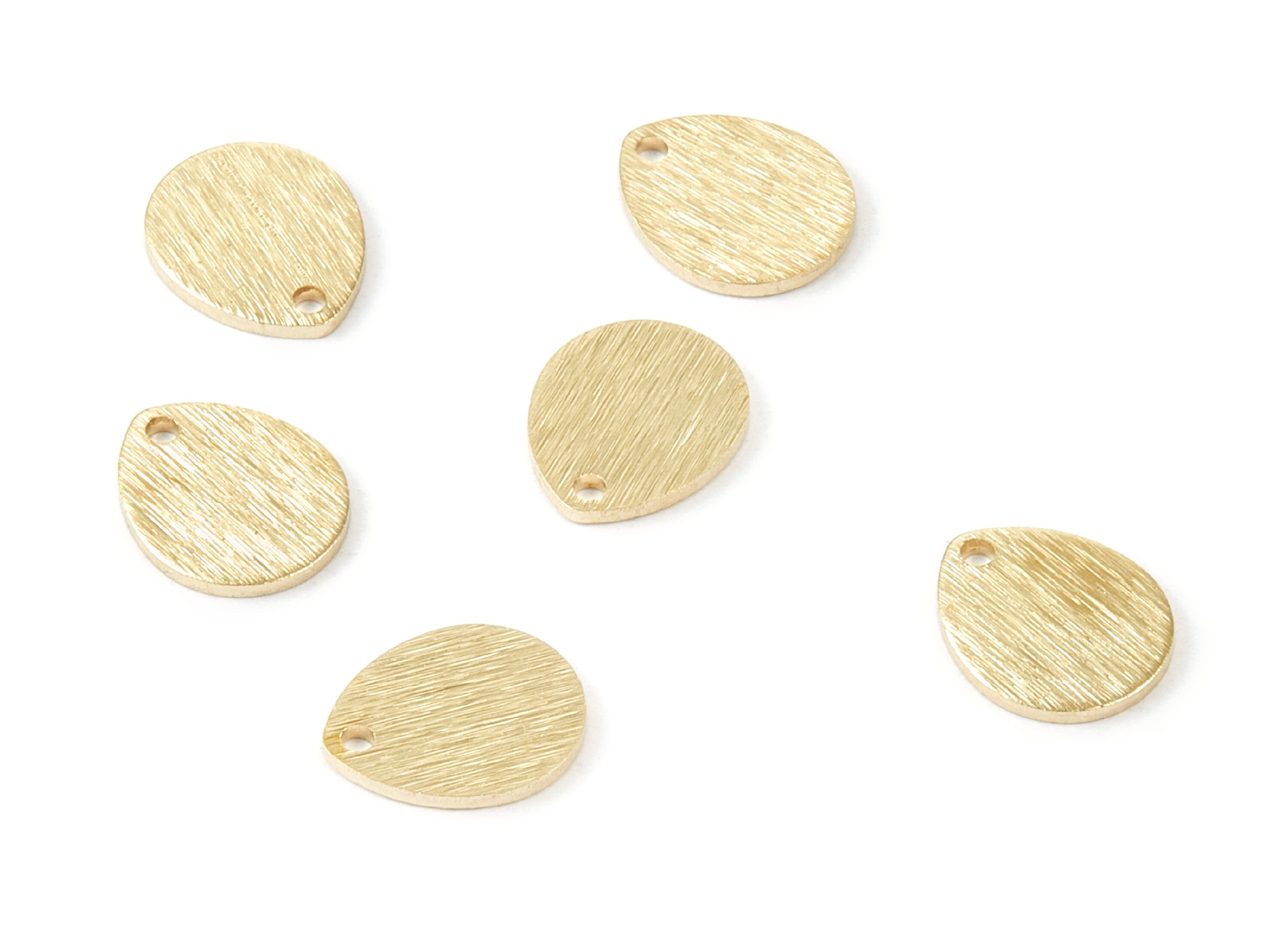 Brass Textured Drop Charms - Textured Drop Raw Brass Pendant - Earring Findings - Jewellery Supplies - 12x10x1mm - PP1737 - DOMEDBAZAAR