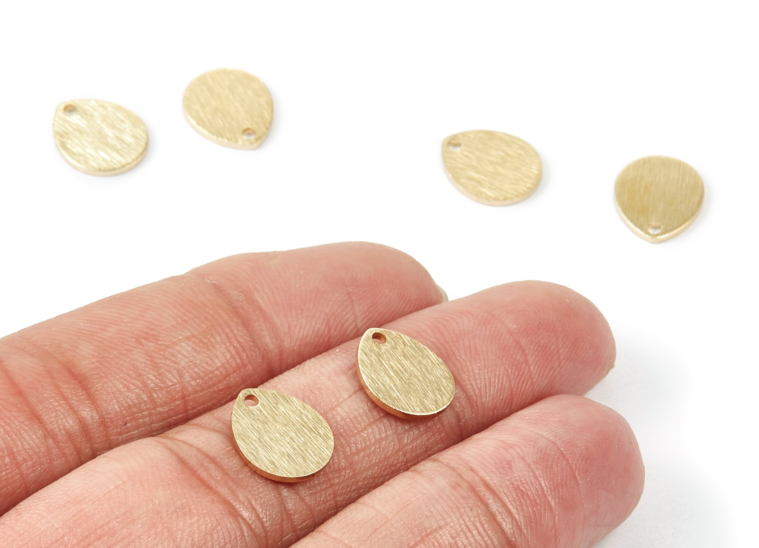 Brass Textured Drop Charms - Textured Drop Raw Brass Pendant - Earring Findings - Jewellery Supplies - 12x10x1mm - PP1737 - DOMEDBAZAAR