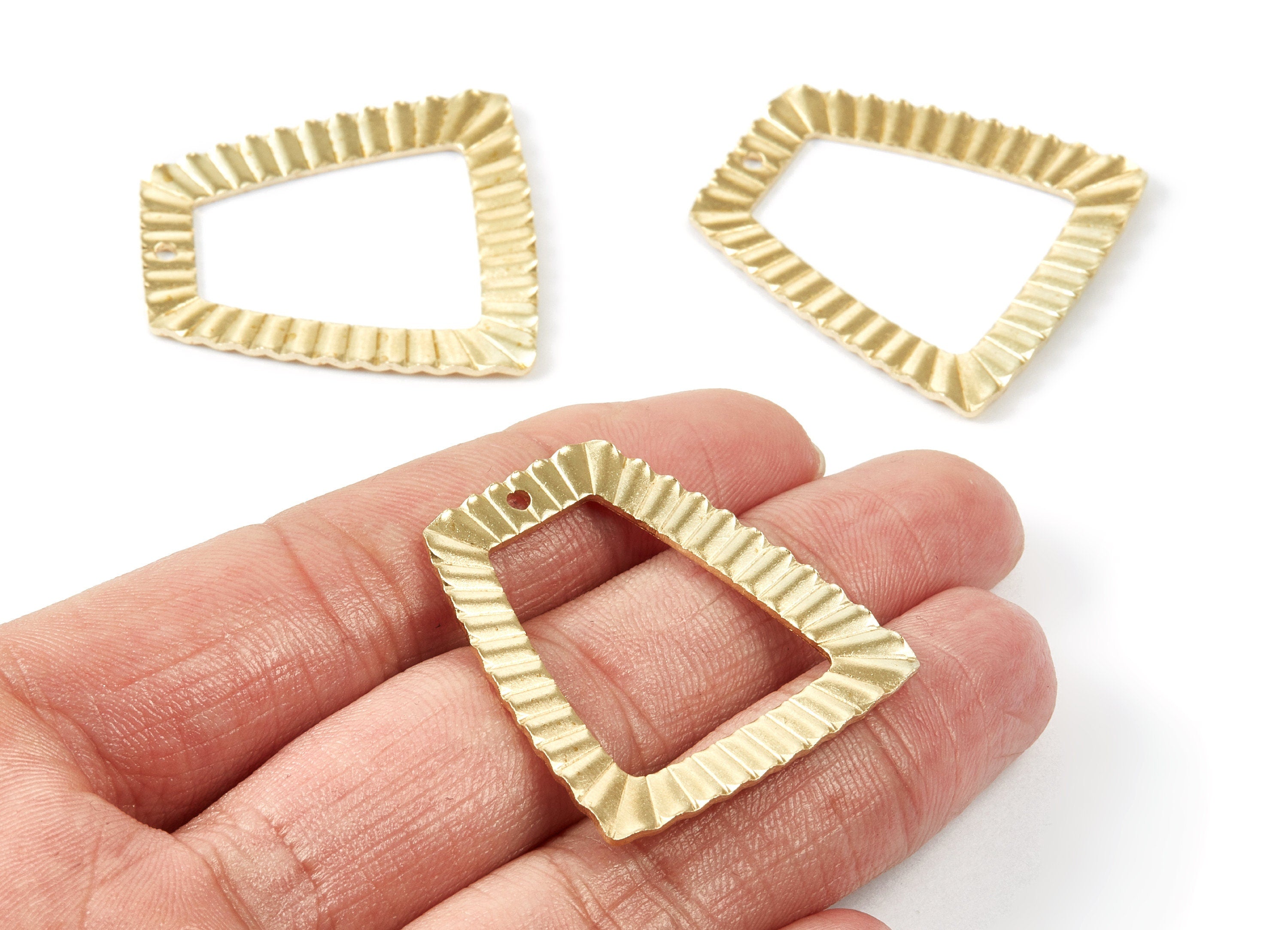 Brass Geometric Charms - Geometric Ladder Raw Brass Pendant - Earring Findings - Jewelry Supplies - 35.6x33.58x1.79mm - PP1730 - DOMEDBAZAAR