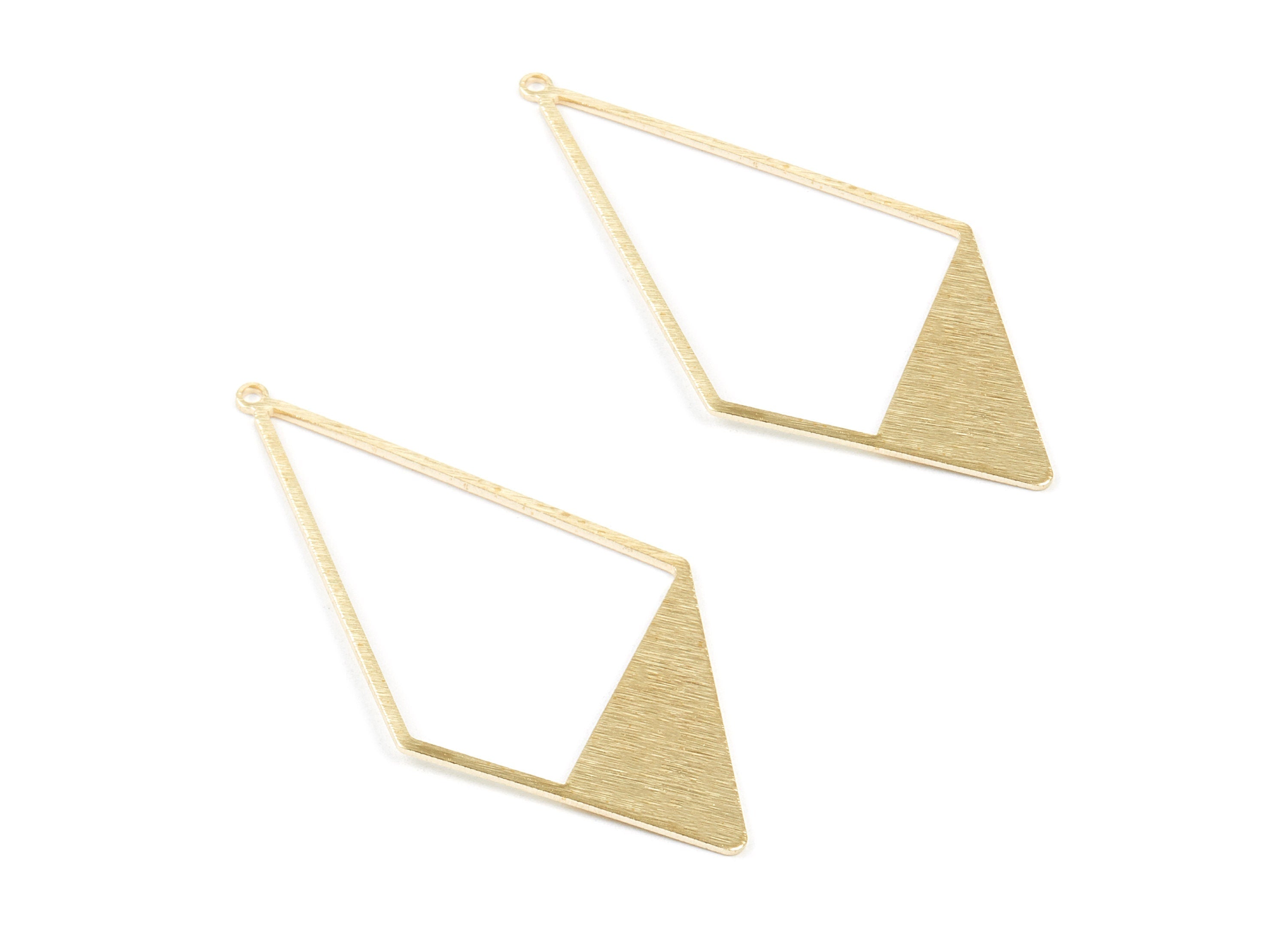 Brass Textured Rhombus Charms - Textured Rhombus Raw Brass Pendant - Earring Findings - Jewelry Supplies - 56x27x0.82mm - PP1769 - DOMEDBAZAAR