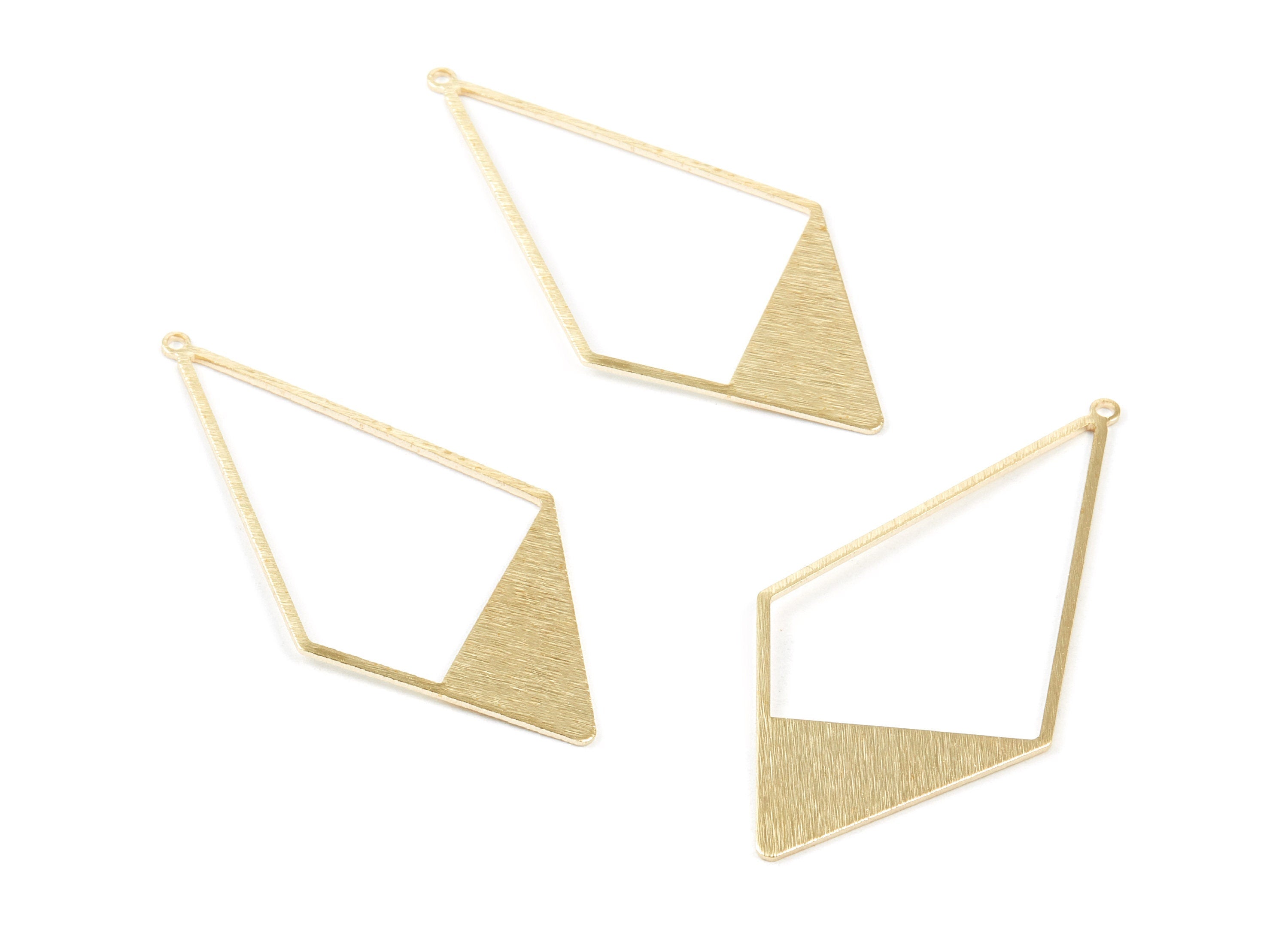 Brass Textured Rhombus Charms - Textured Rhombus Raw Brass Pendant - Earring Findings - Jewelry Supplies - 56x27x0.82mm - PP1769 - DOMEDBAZAAR