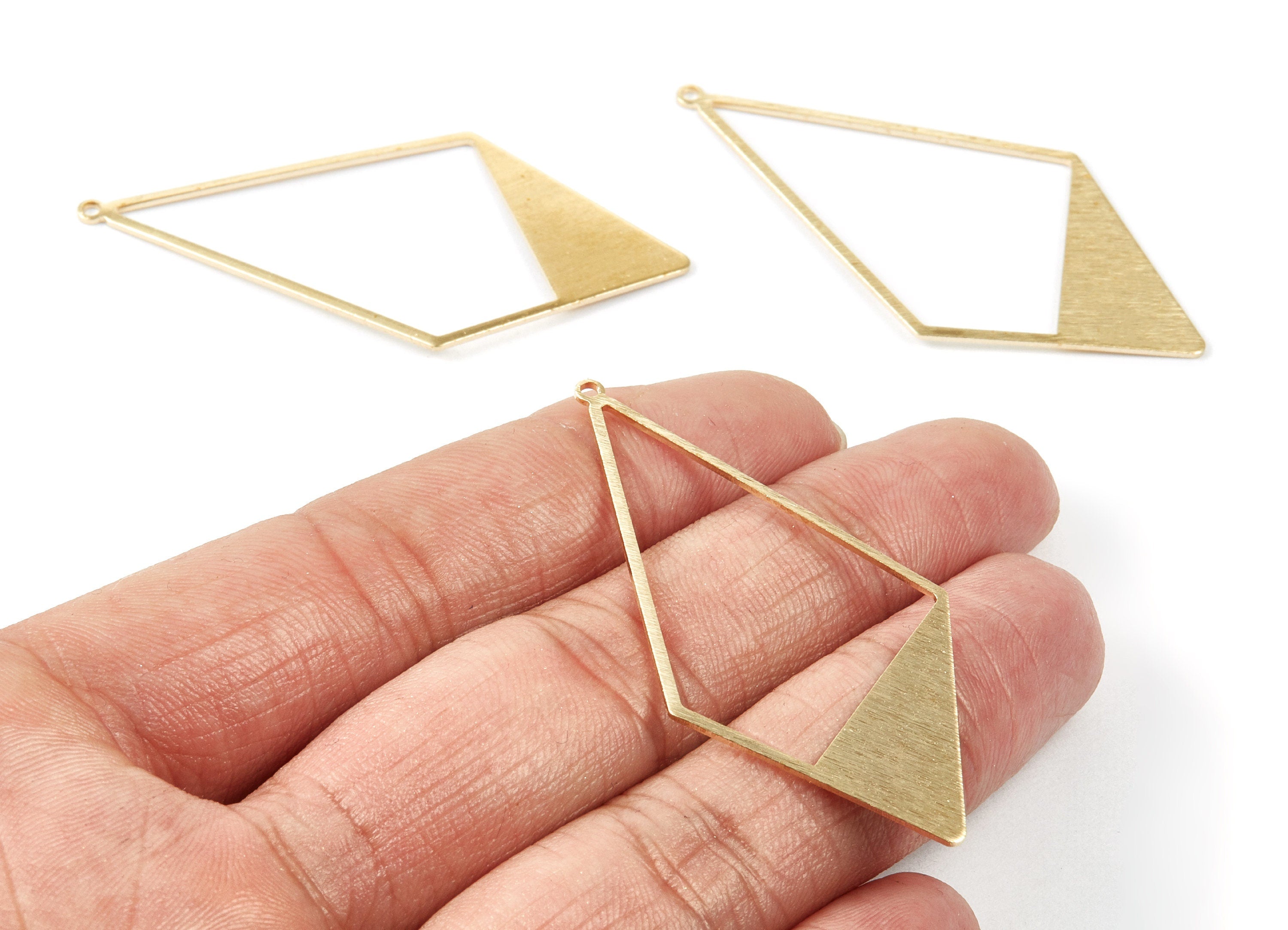 Brass Textured Rhombus Charms - Textured Rhombus Raw Brass Pendant - Earring Findings - Jewelry Supplies - 56x27x0.82mm - PP1769 - DOMEDBAZAAR