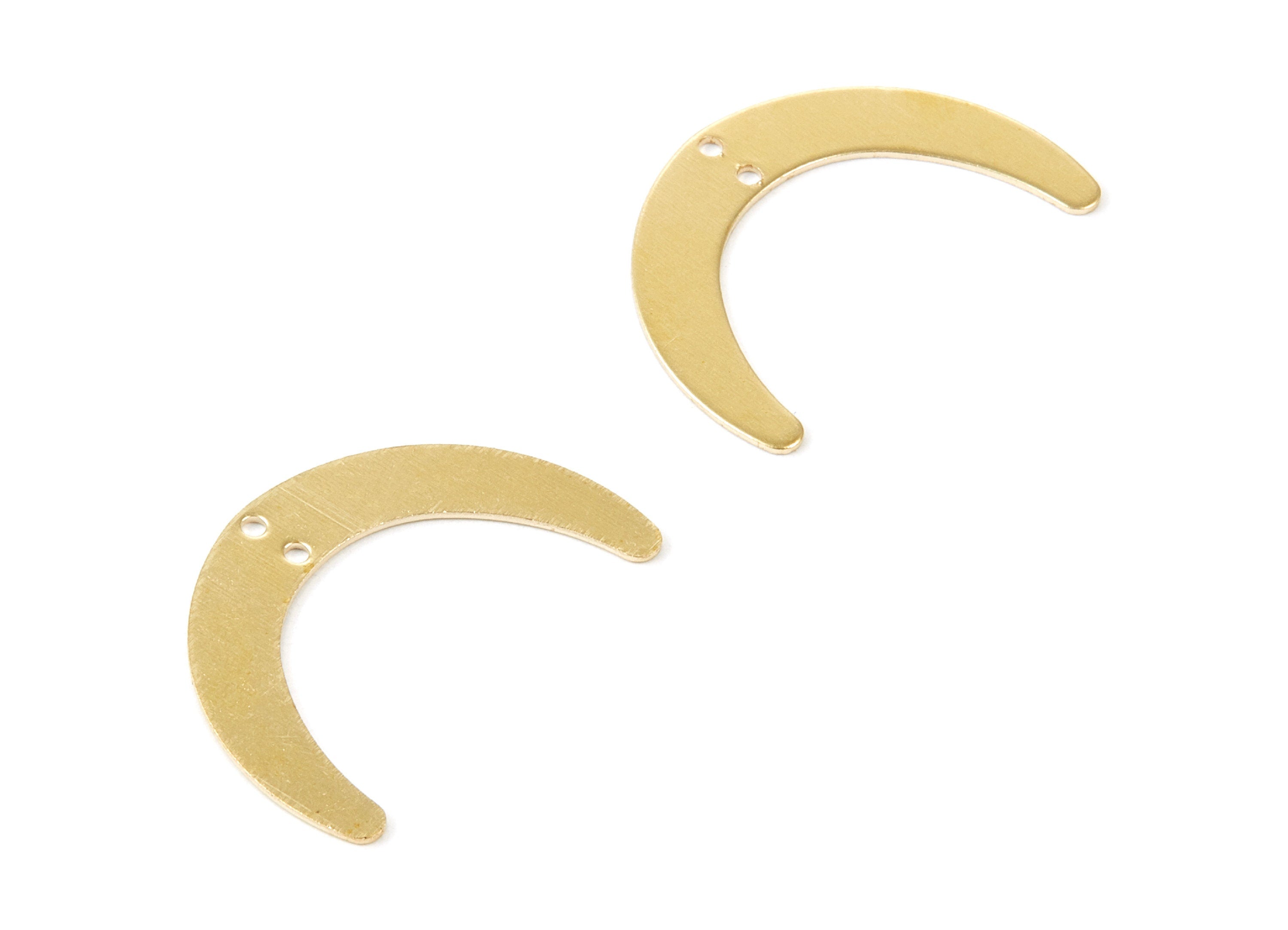 Brass Moon Charms - Moon Shaped Raw Brass Connectors With 2 Holes - Jewelry Supplies - 28.4x20x0.7mm - PP1746 - DOMEDBAZAAR