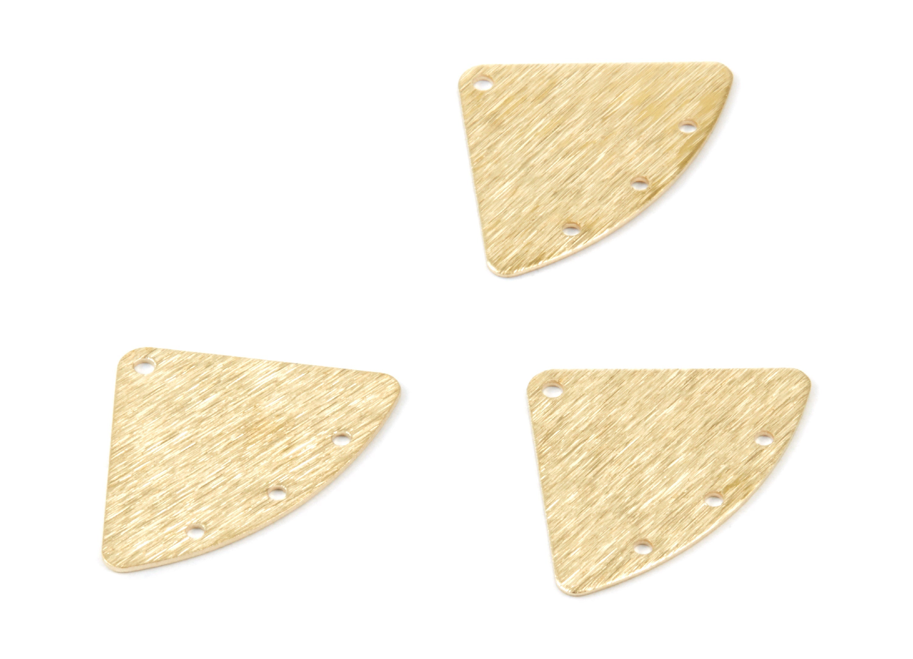 Brass Textured Triangle Charms - Textured Triangle Raw Brass Connectors With 4 Holes - Jewelry Supplies - 26x18.5x0.55mm - PP1764 - DOMEDBAZAAR