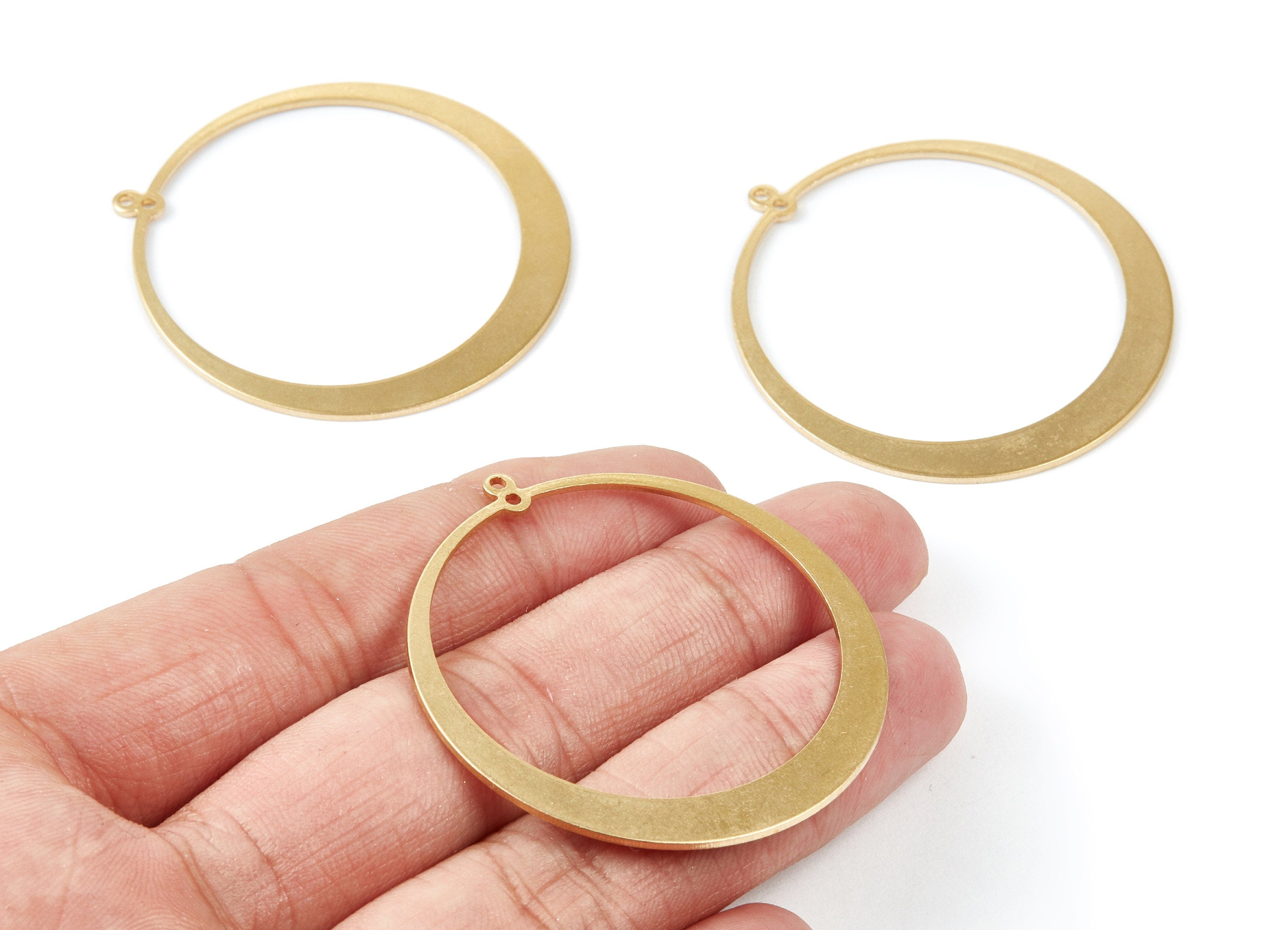 Brass Circle Charms - Circle Shape Raw Brass Pendant - Earring Findings - Jewelry Supplies - 48x45,22x1mm - PP2061 - DOMEDBAZAAR