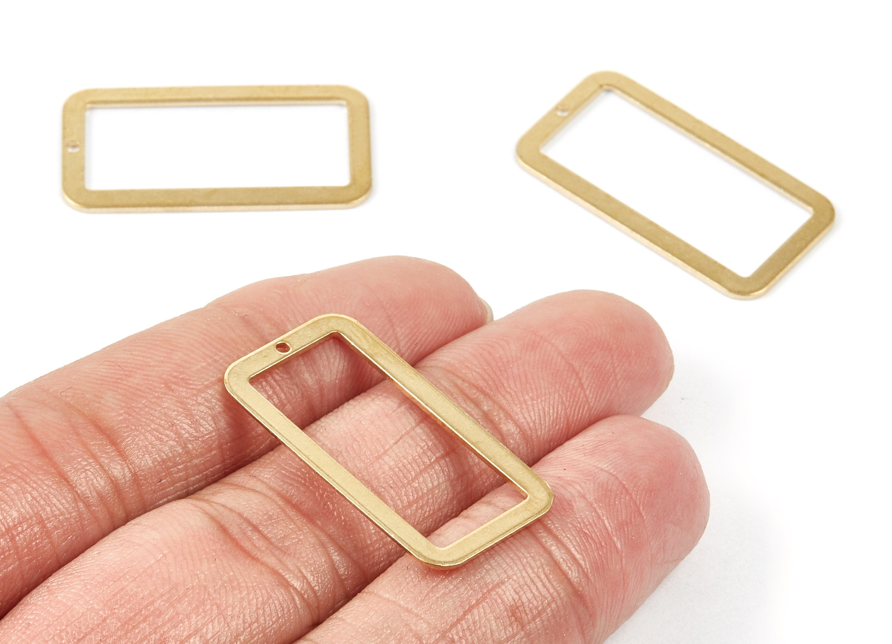 Brass Rectangle Charms - Rectangle Raw Brass Pendant - Brass Earring Findings - Jewelry Supplies - 31.1x16.27x0.8mm - PP1898 - DOMEDBAZAAR
