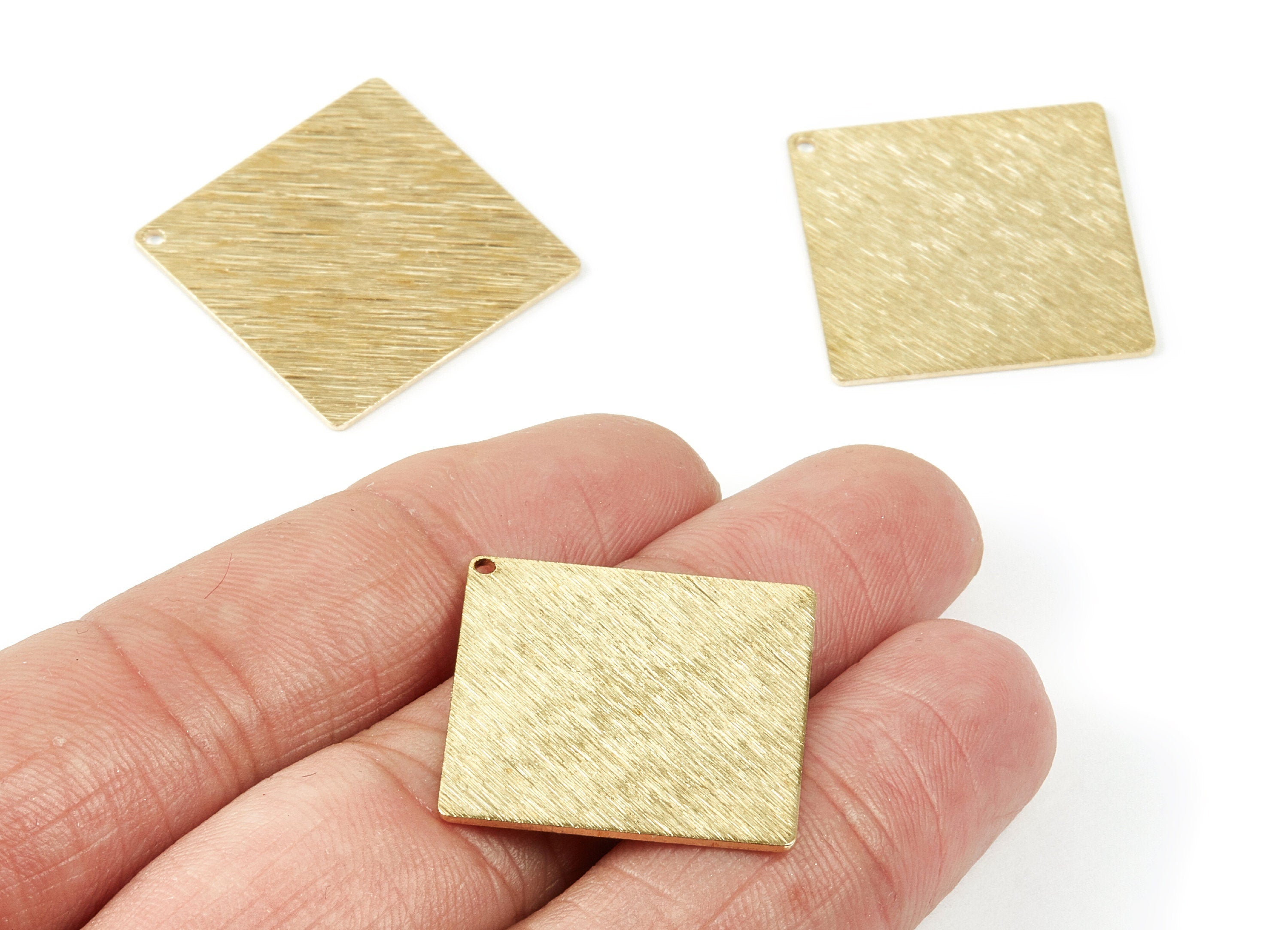 Brass Textured Square Charms - Textured Square Raw Brass Pendant - Earring Findings - Jewelry Supplies - 24.8x24.8x0.8mm - PP2065 - DOMEDBAZAAR