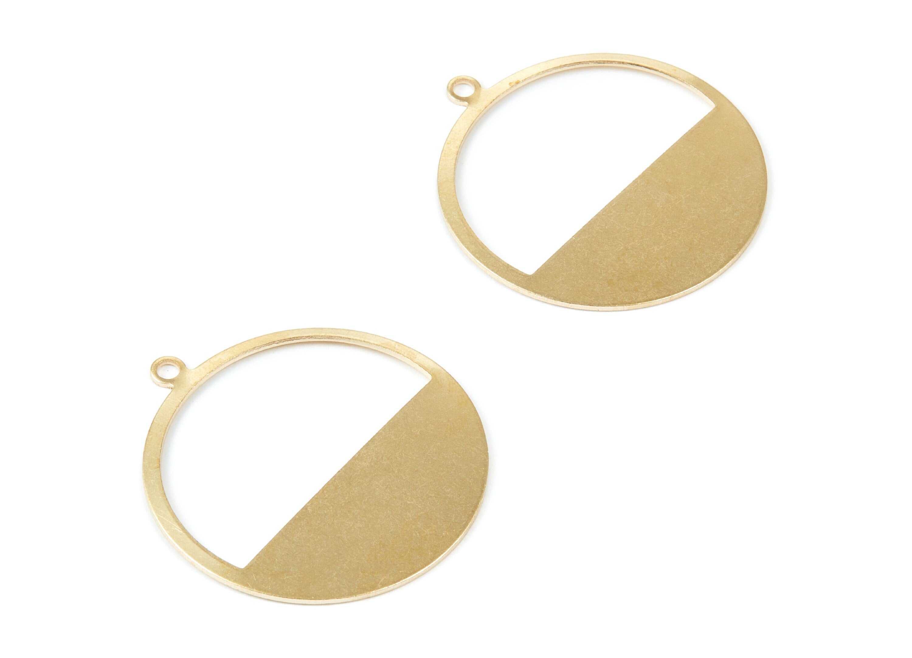 Brass Round Charms - Raw Brass Circle Pendants - Earring Findings - Jewelry Supplies - 41,42x37,66x0,95mm - PP1999 - DOMEDBAZAAR