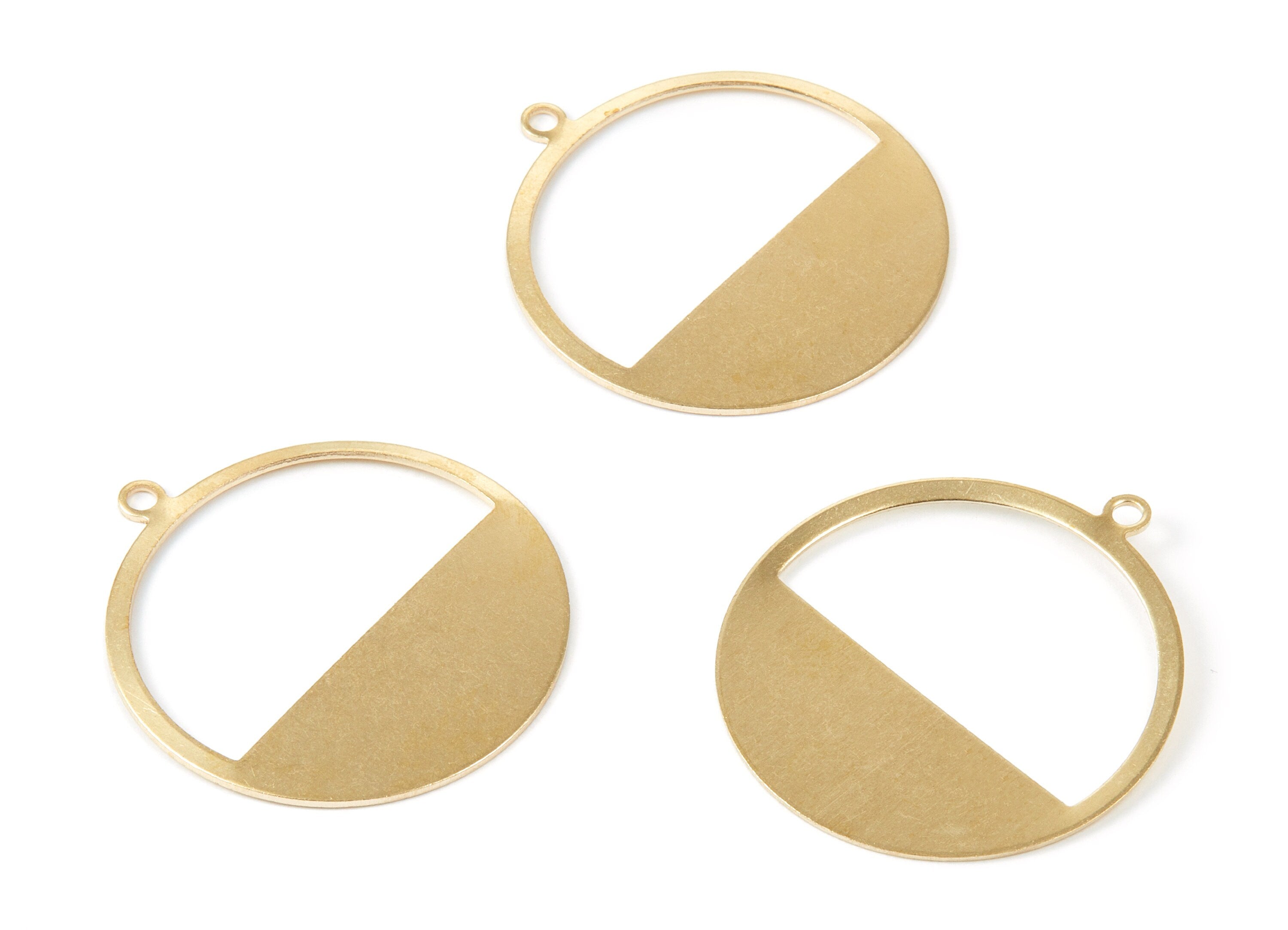 Brass Round Charms - Raw Brass Circle Pendants - Earring Findings - Jewelry Supplies - 41,42x37,66x0,95mm - PP1999 - DOMEDBAZAAR