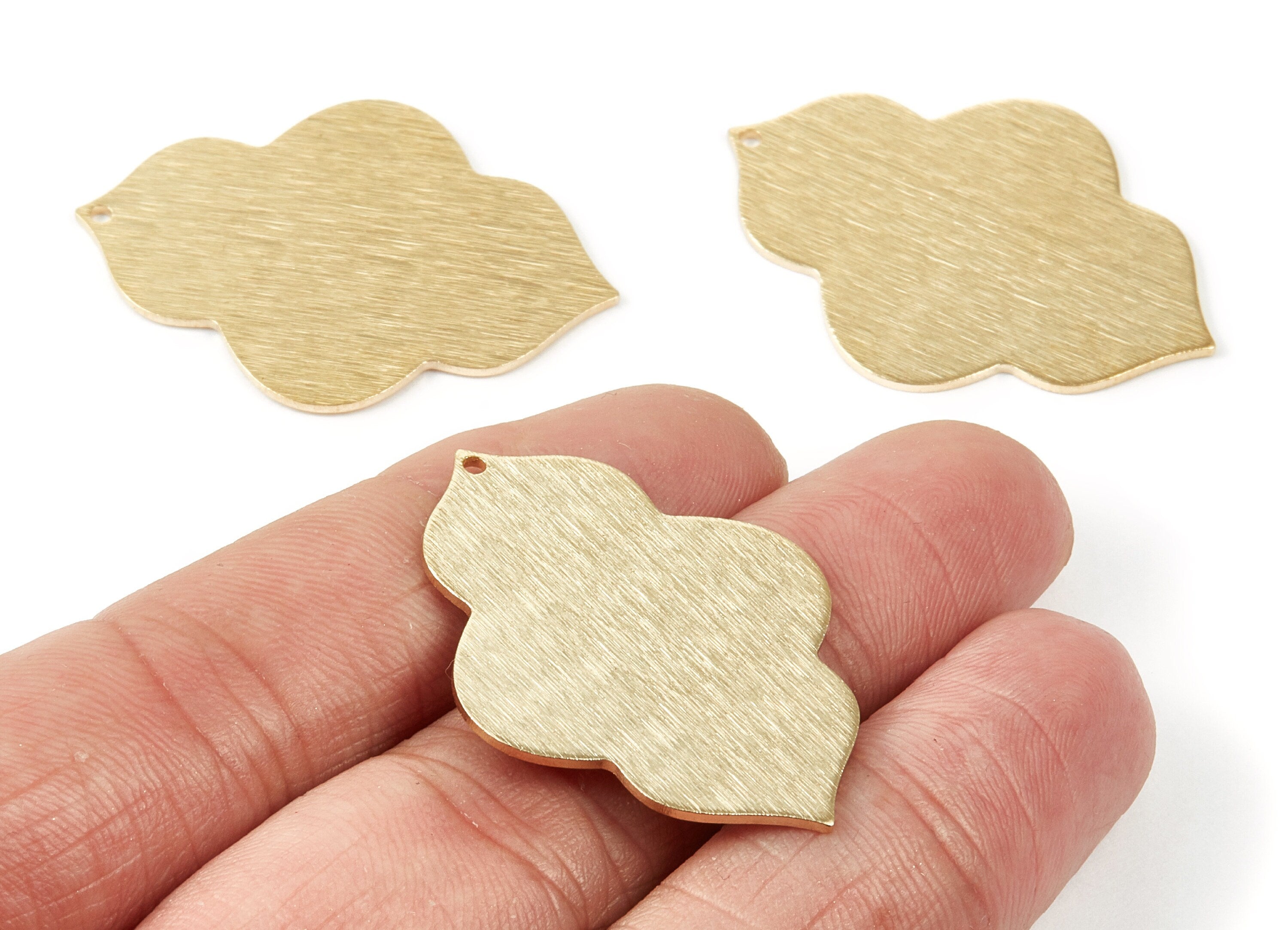 Brass Geometric Charms - Textured Geometric Raw Brass Pendant - Earring Findings - Jewelry Supplies - 38.51x27.84x0.97mm - PP1837 - DOMEDBAZAAR