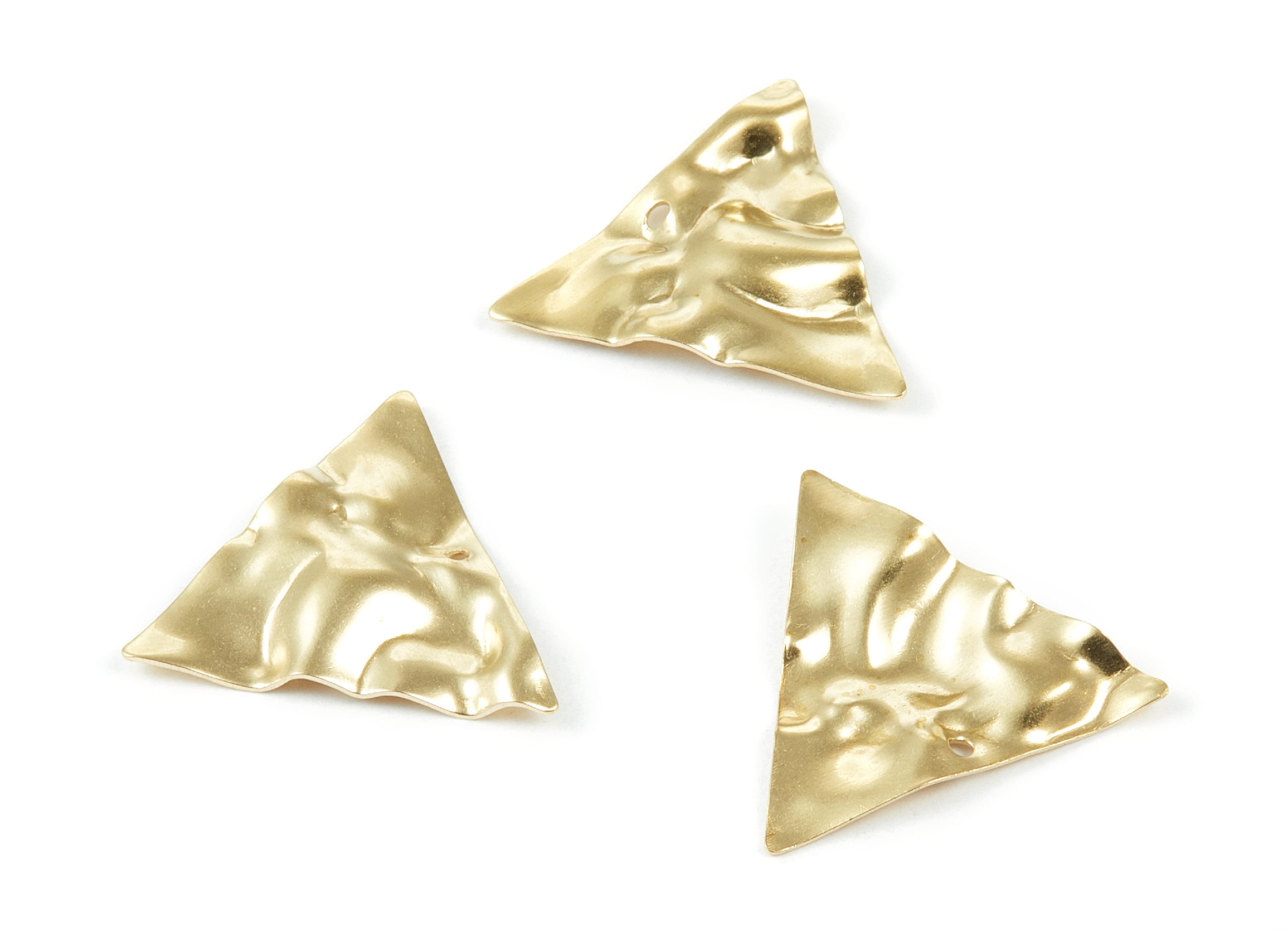Brass Triangle Charms - Wavy Triangle Raw Brass Pendants - Earring Findings - Jewelry Supplies - 25.4x22.3x0.67mm - PP1993 - DOMEDBAZAAR