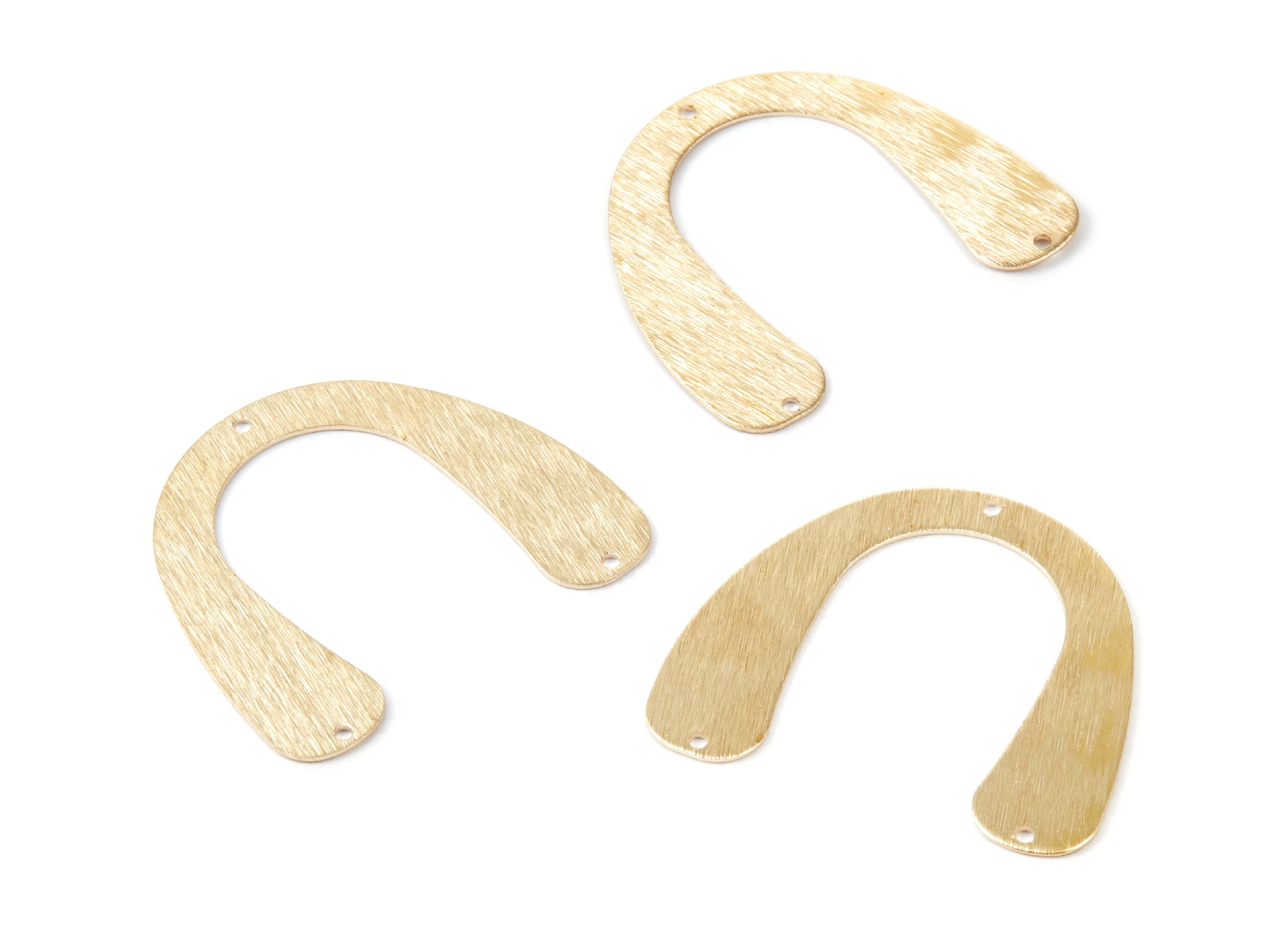 Brass U Charms - Textured U Shaped Raw Brass Connectors With 3 Holes - Jewelry Supplies - 35,7x31,3x0,67mm - PP1739 - DOMEDBAZAAR