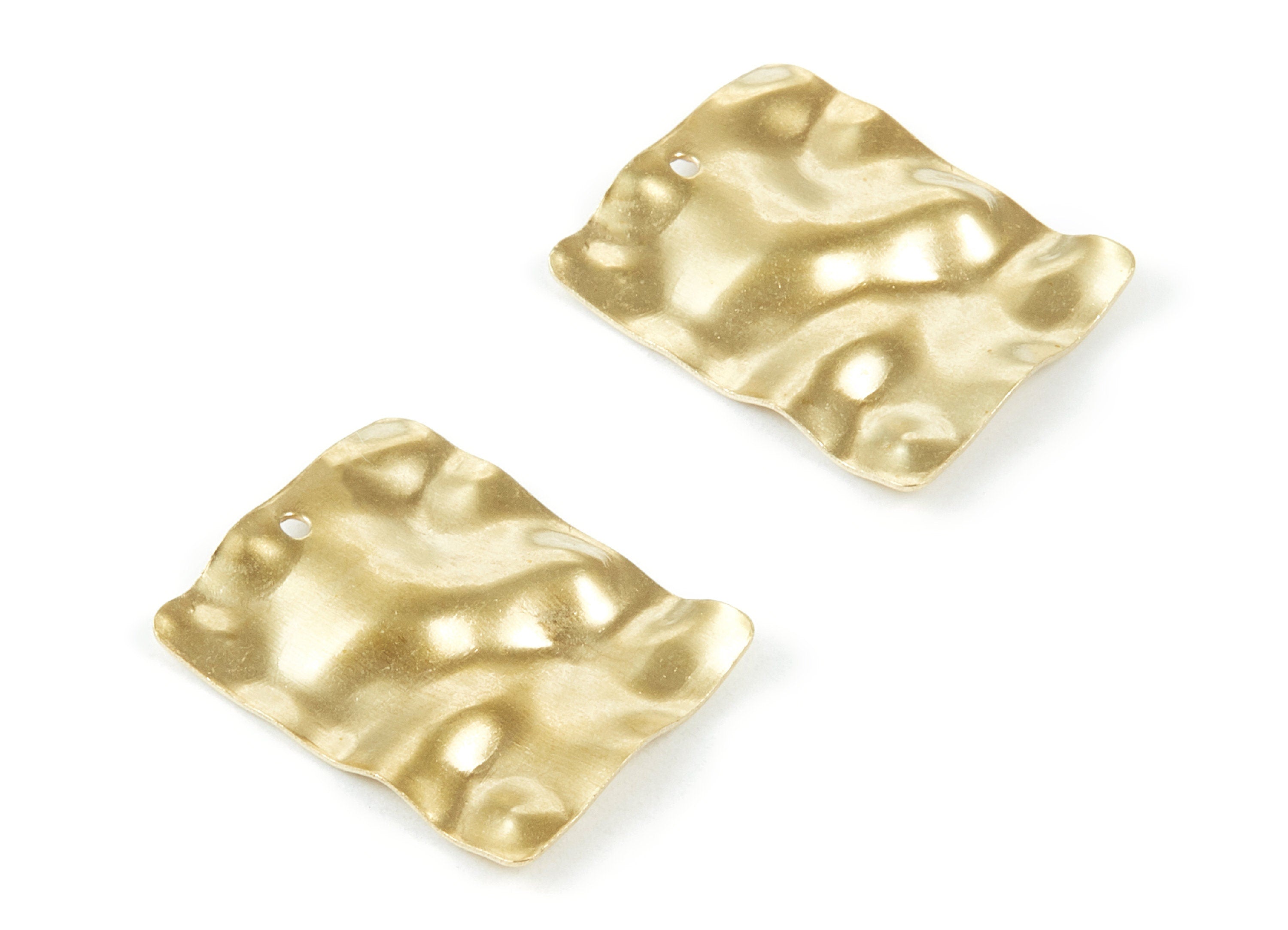 Brass Wavy Rectangle Charms - Wavy Rectangle Raw Brass Pendants - Earring Findings - Jewelry Supplies - 24.17x18.86x1.36mm - PP1998 - DOMEDBAZAAR