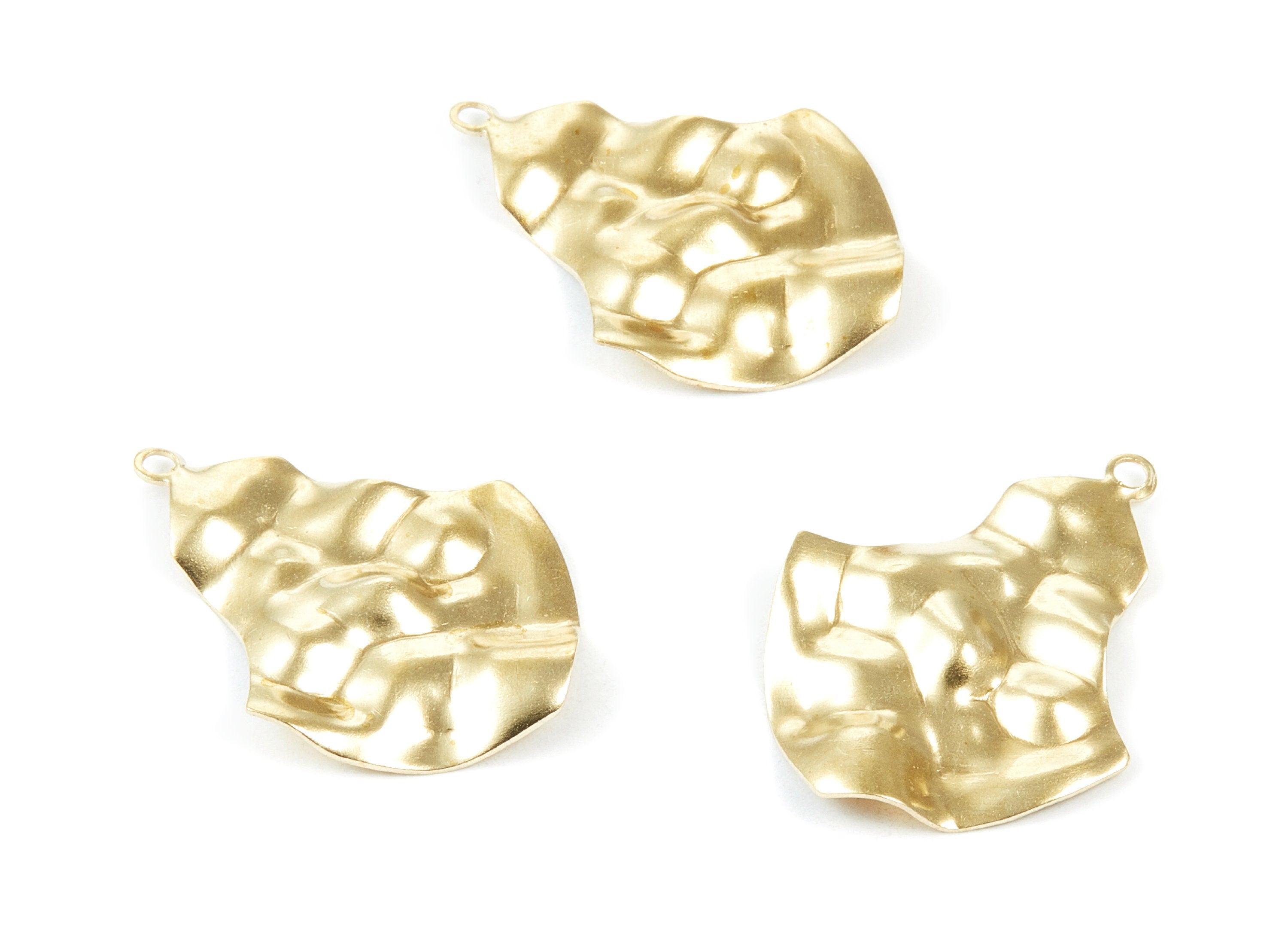 Brass Wavy Irregular Charms - Wavy Irregular Raw Brass Pendants - Earring Findings - Jewelry Supplies - 32.8x24.85x1mm - PP1991 - DOMEDBAZAAR