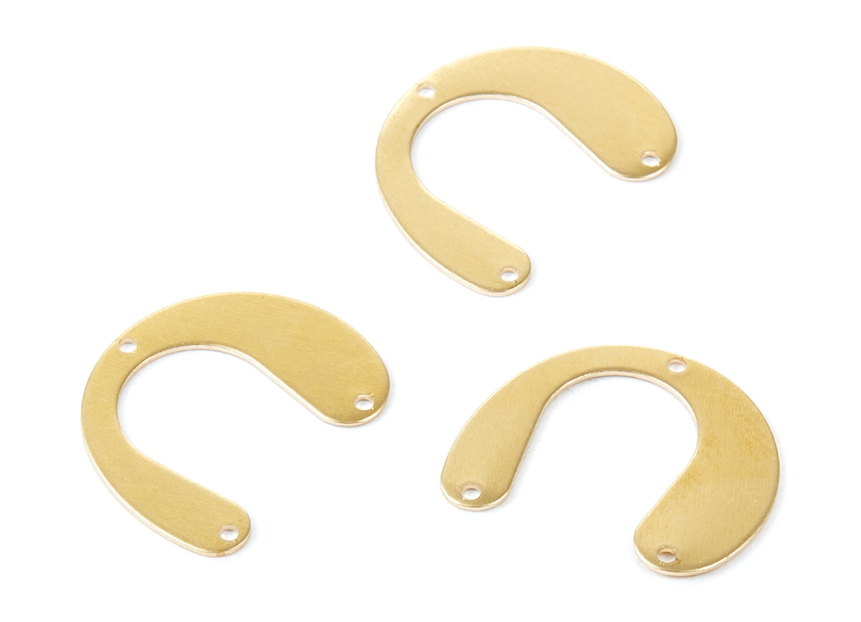 Brass U Charms - U Shaped Raw Brass Connectors With 3 Holes - Jewelry Supplies - 24x20x0,68mm - PP1734 - DOMEDBAZAAR