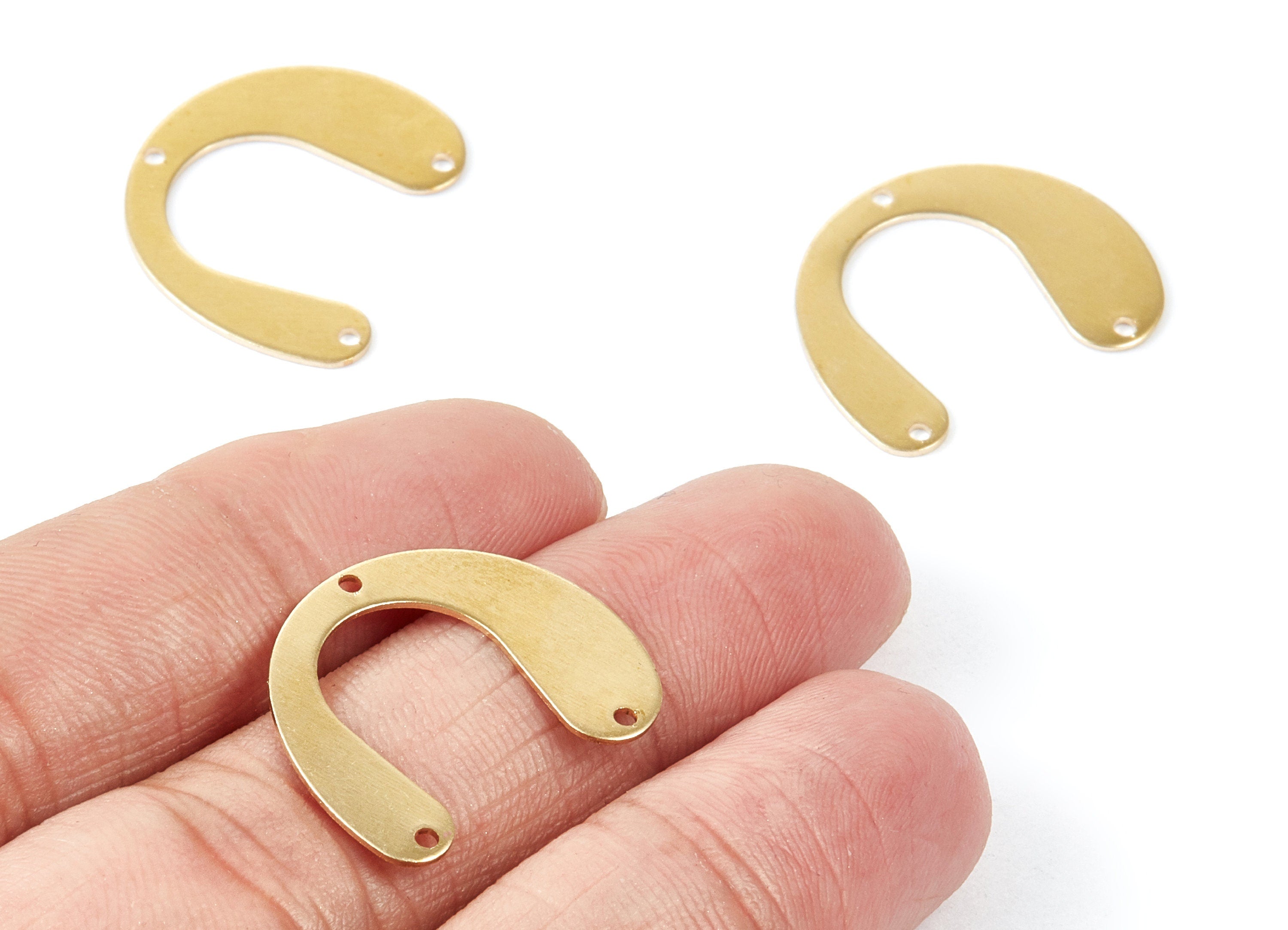 Brass U Charms - U Shaped Raw Brass Connectors With 3 Holes - Jewelry Supplies - 24x20x0,68mm - PP1734 - DOMEDBAZAAR
