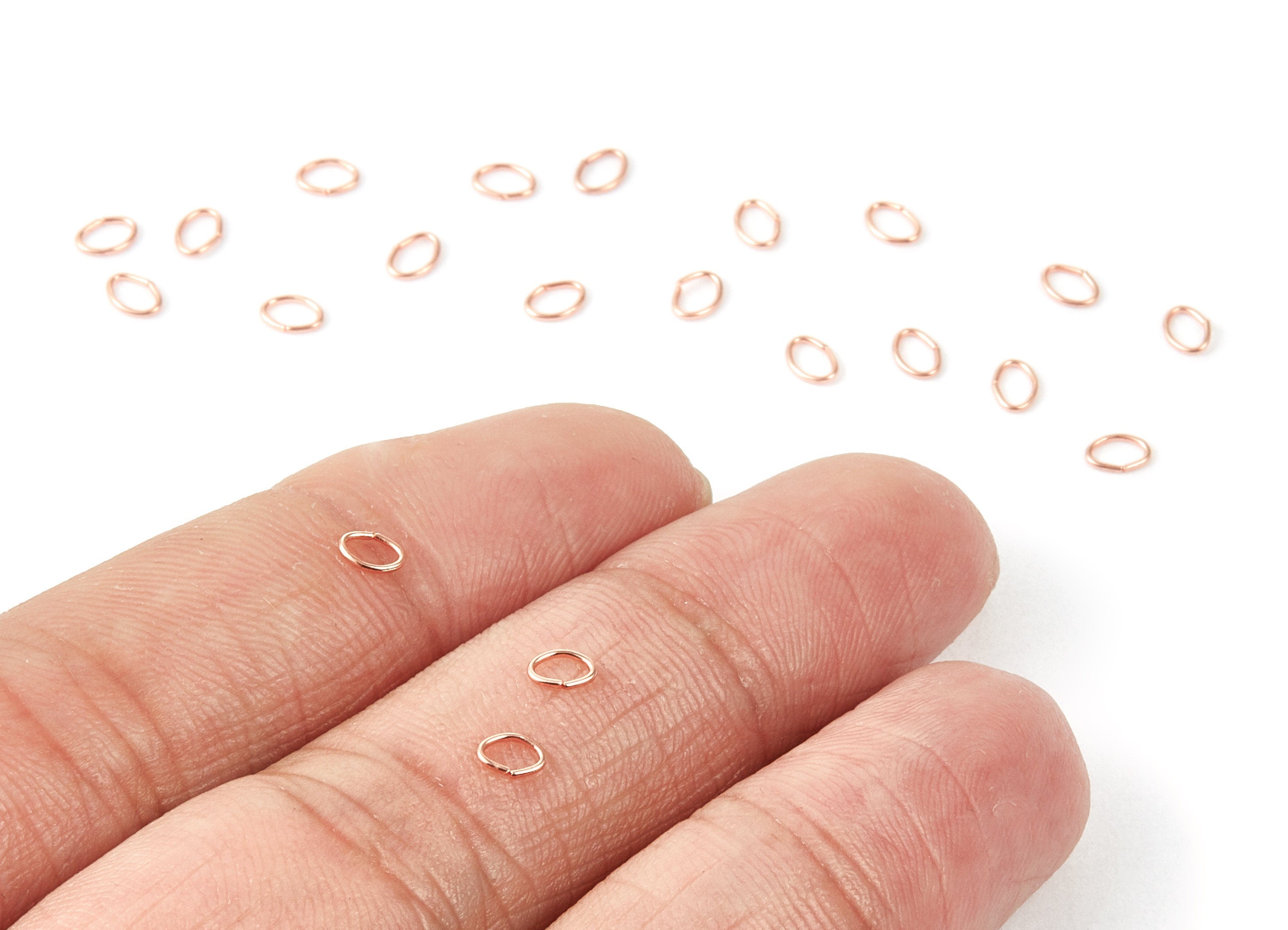 Brass Open Jump Rings - 4x3x0.5mm - Rose Tone Plated - Brass Open Jump Rings - Jewelry Supplies - PP1685R - DOMEDBAZAAR