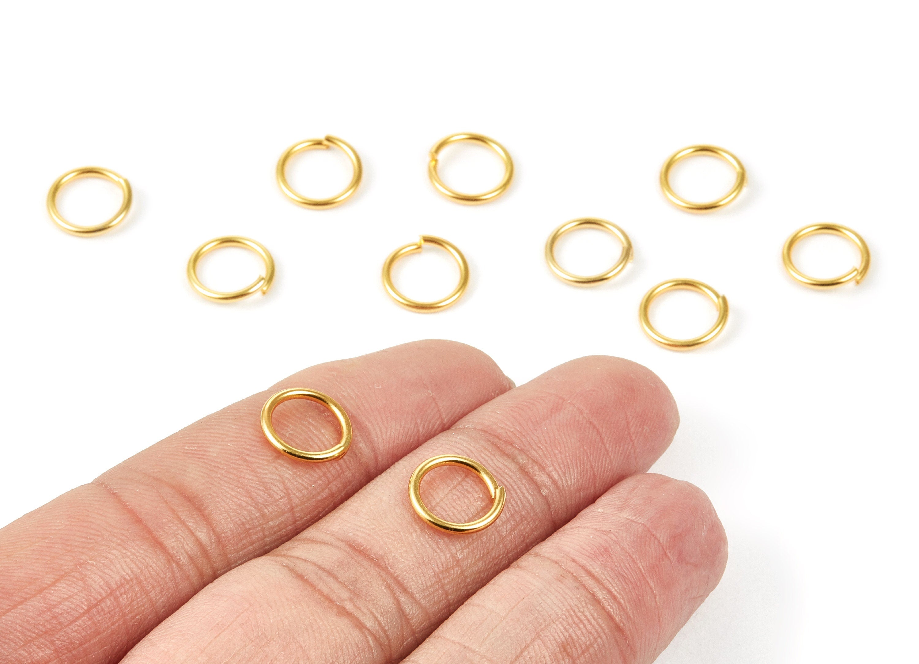 Brass Open Jump Rings - 10x1.2mm - Gold Tone Plated - Brass Open Jump Rings - Jewelry Supplies - PP1609G - DOMEDBAZAAR